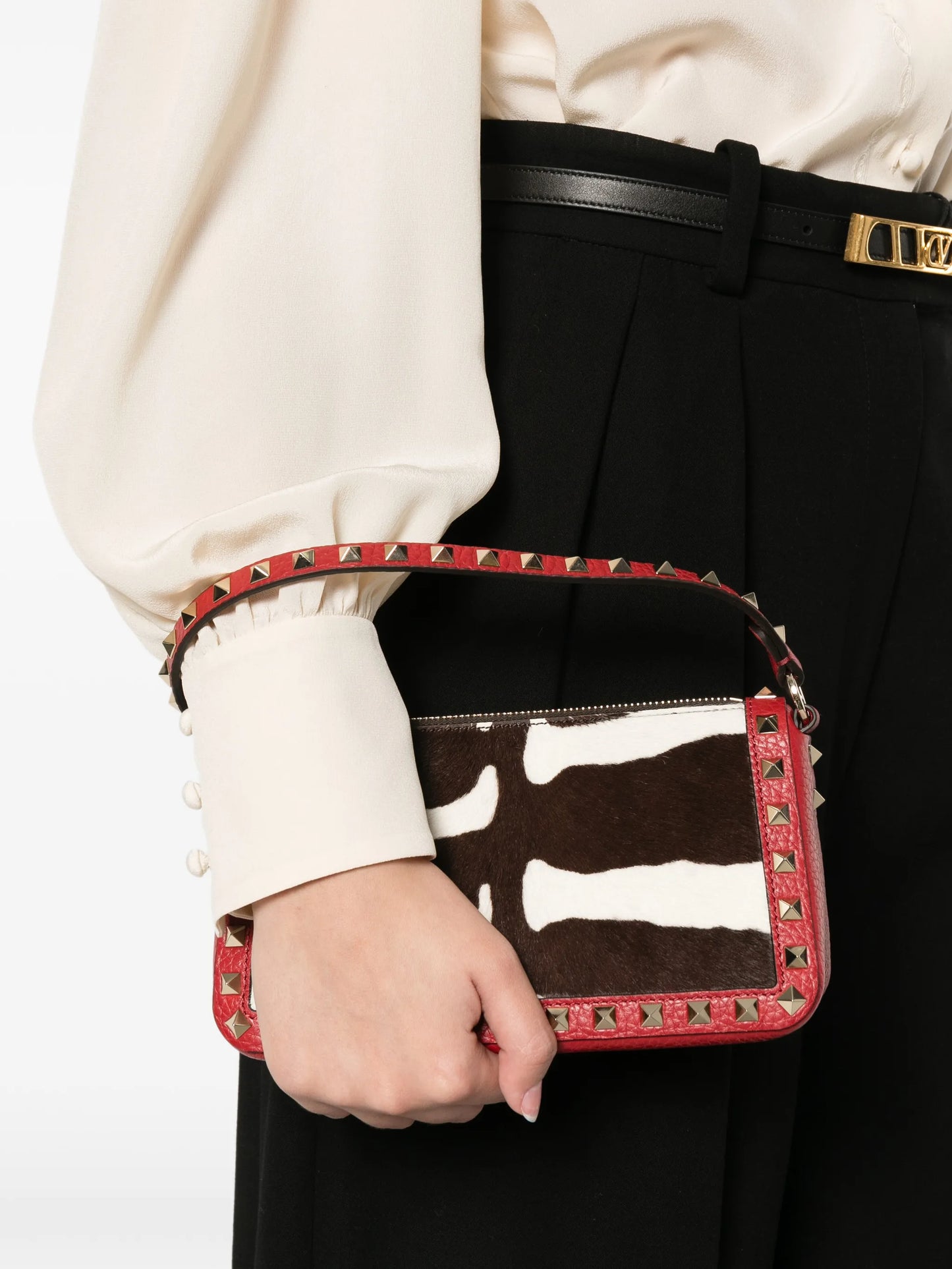 Rockstud zebra-print tote bag