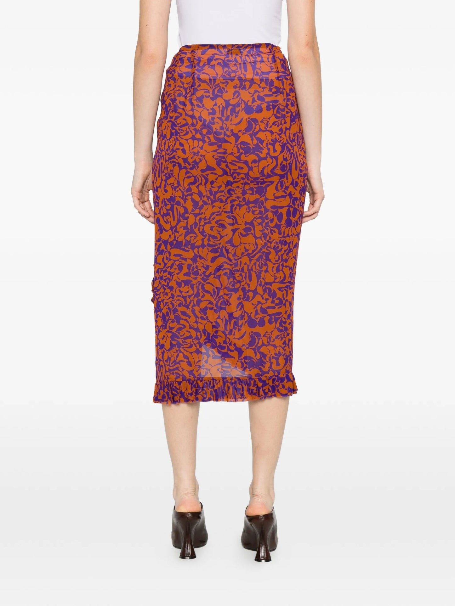 ruffled floral skirt