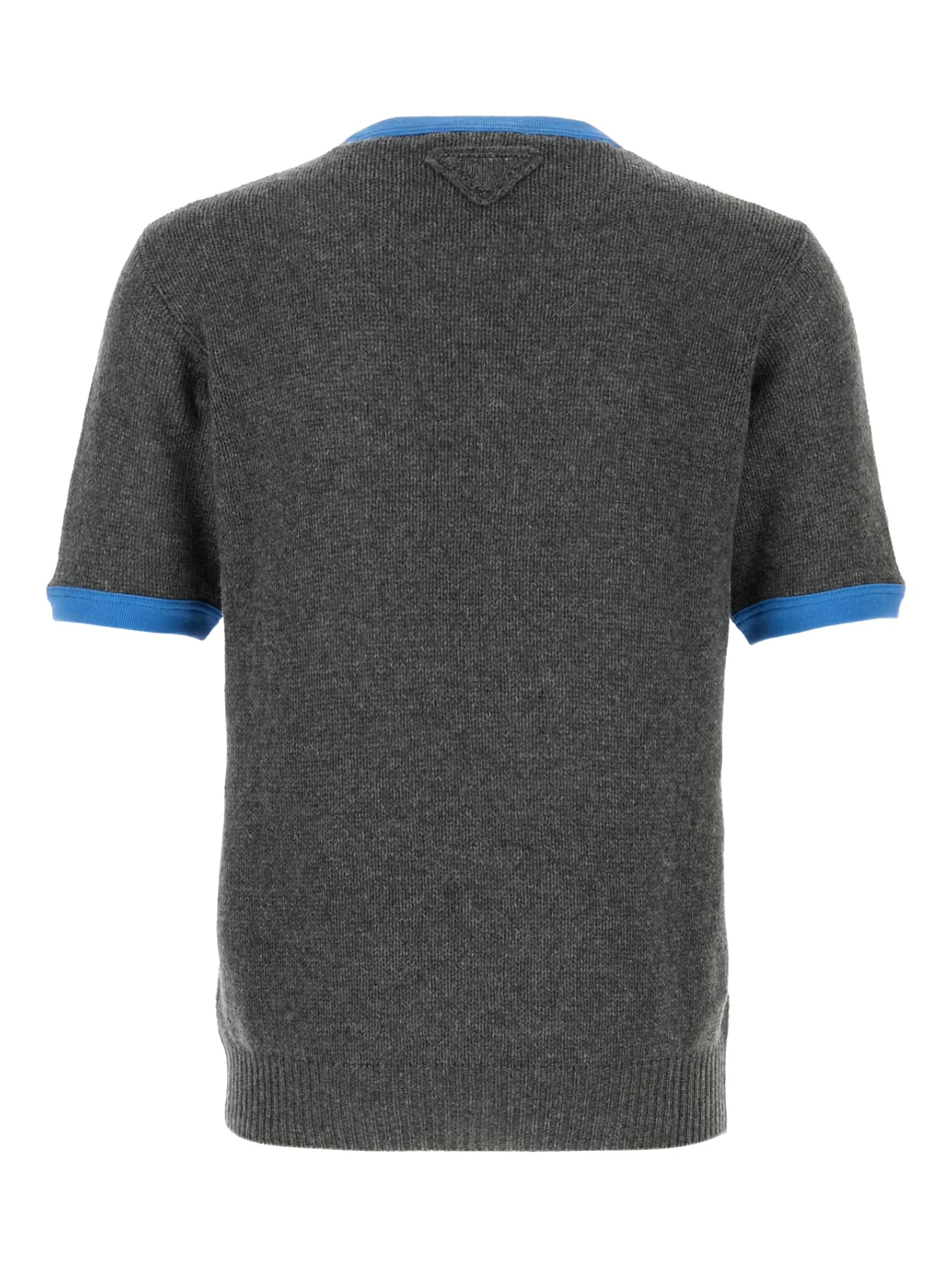 short-sleeved cashmere and jersey sweater