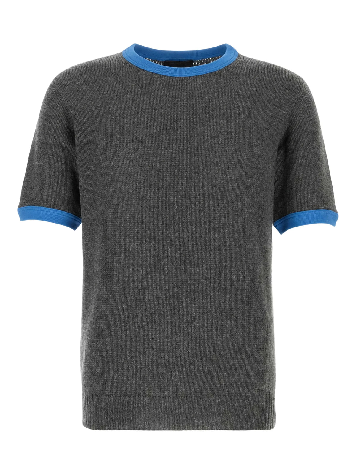 short-sleeved cashmere and jersey sweater