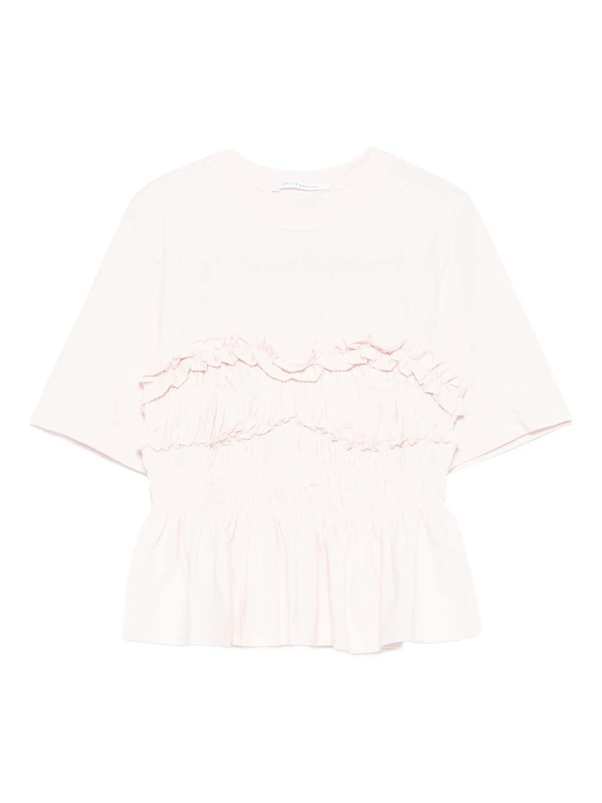 ruffled shirred T-shirt