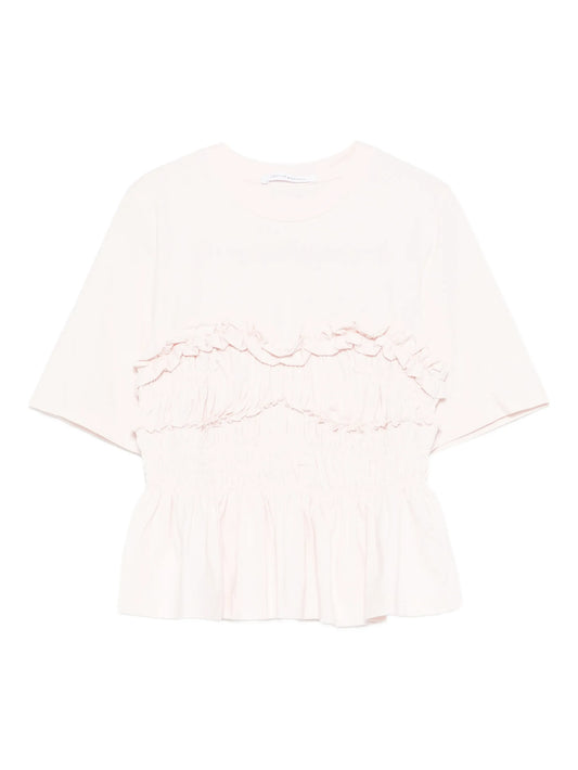 ruffled shirred T-shirt