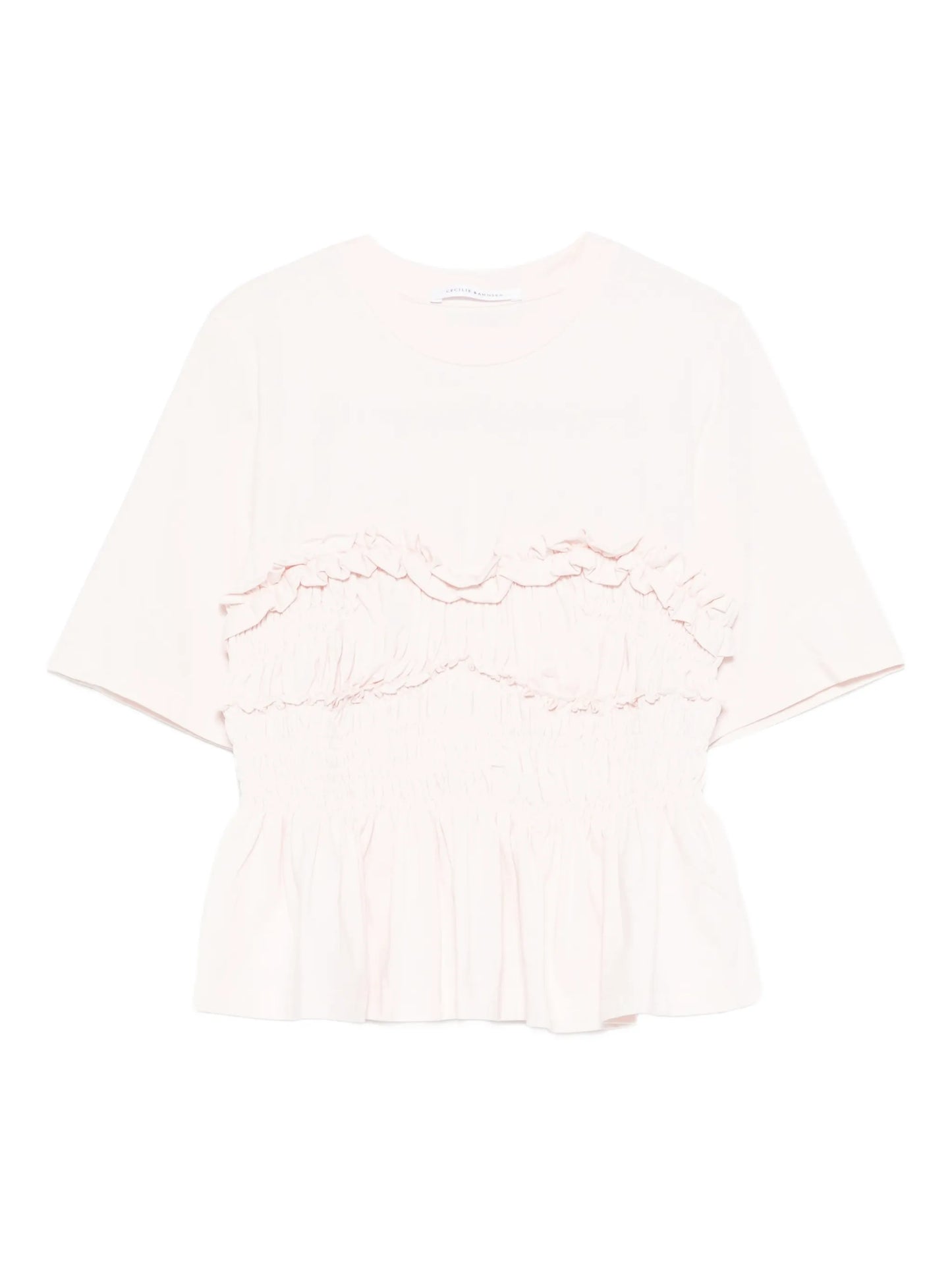 ruffled shirred T-shirt