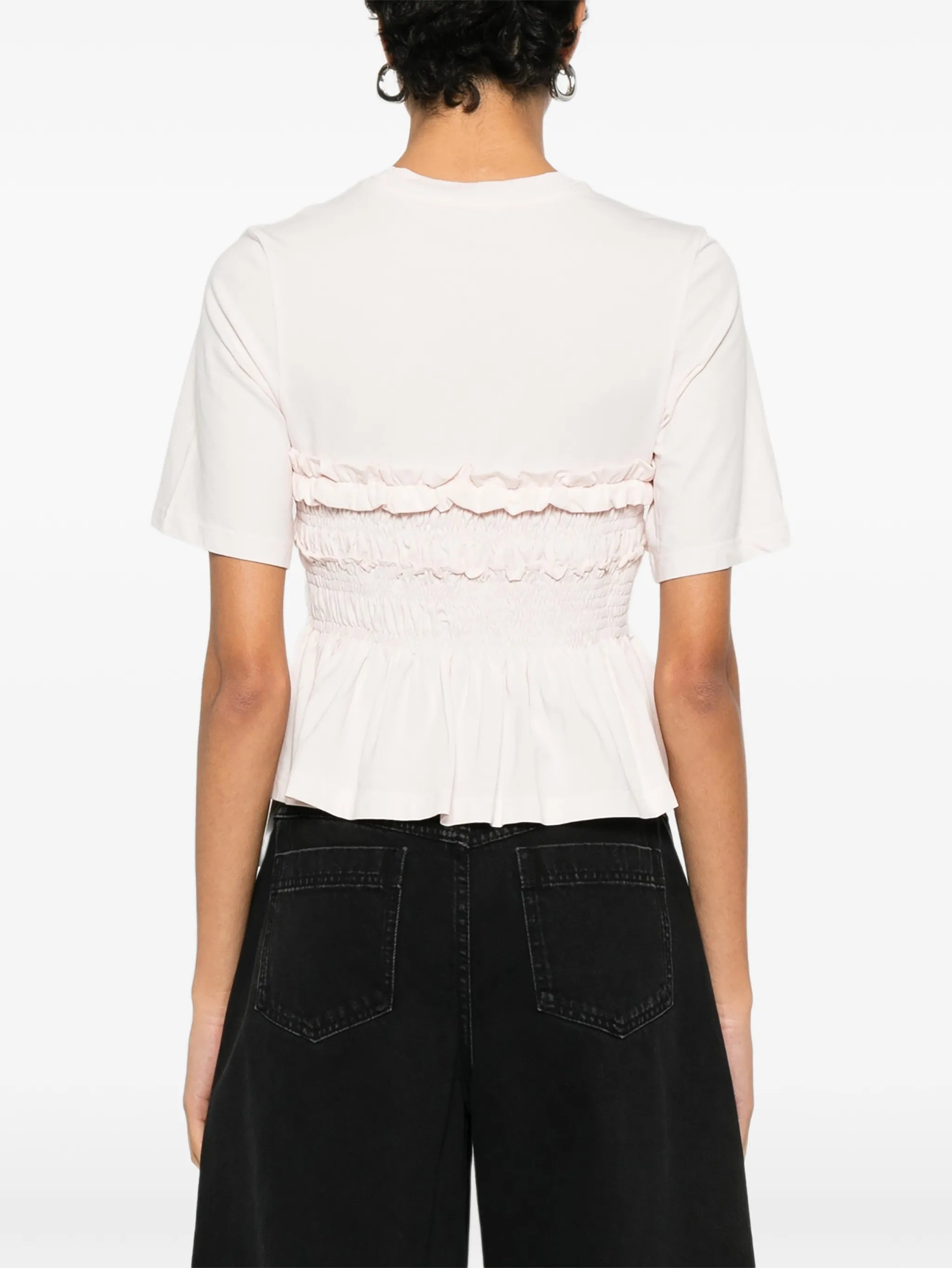 ruffled shirred T-shirt