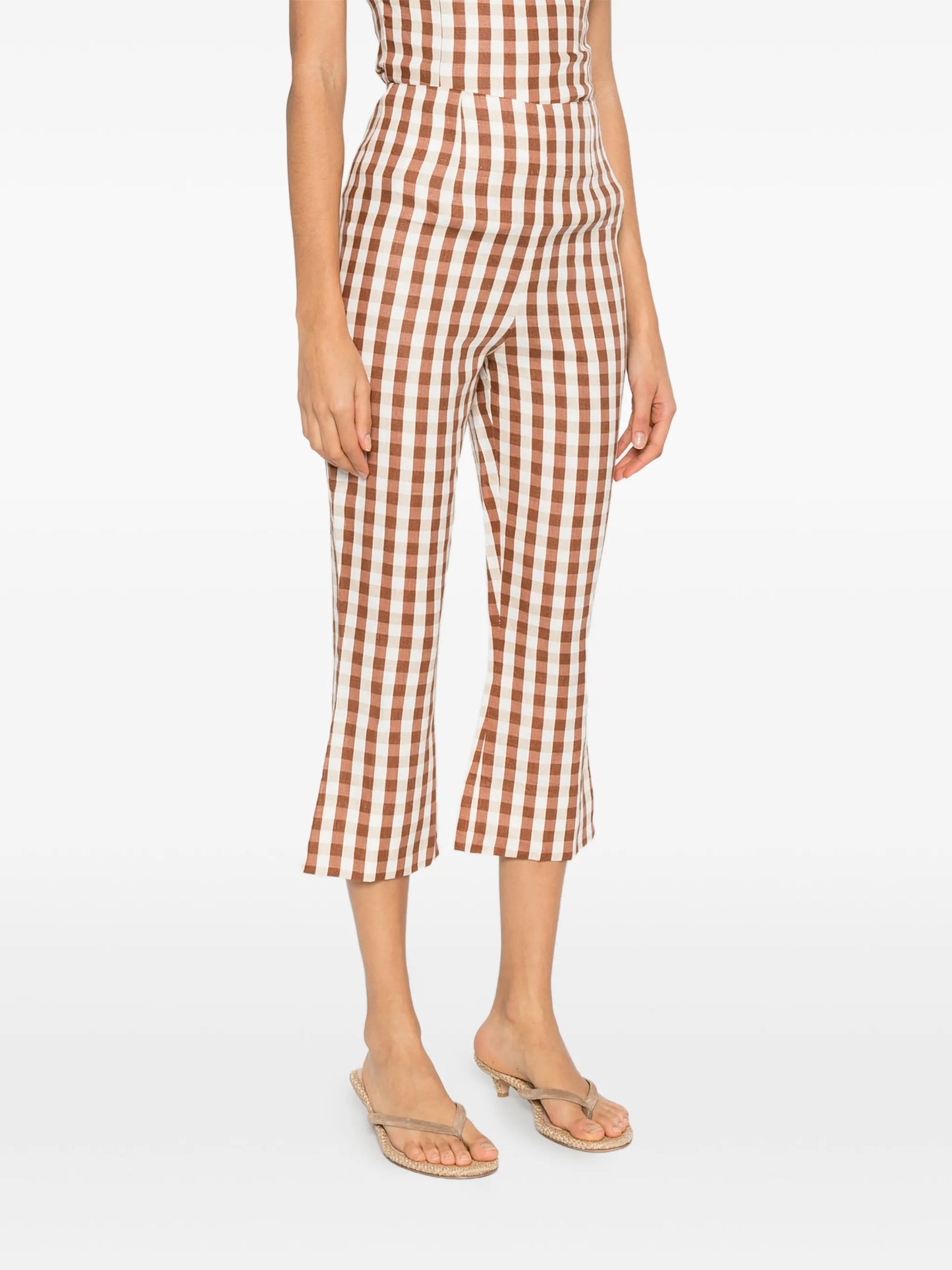 Gingham pattern trousers