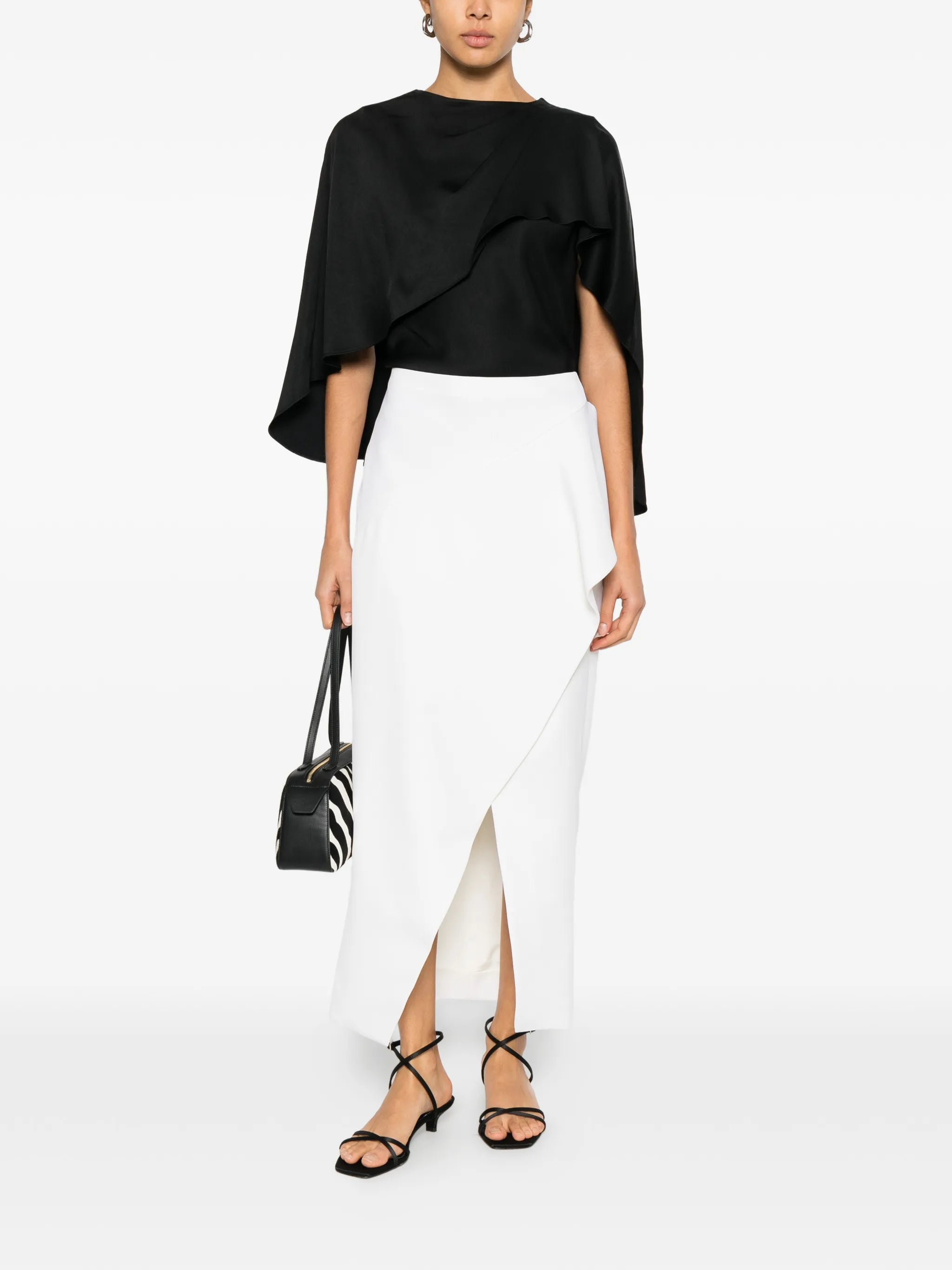 Jaia ruffled split midi skirt