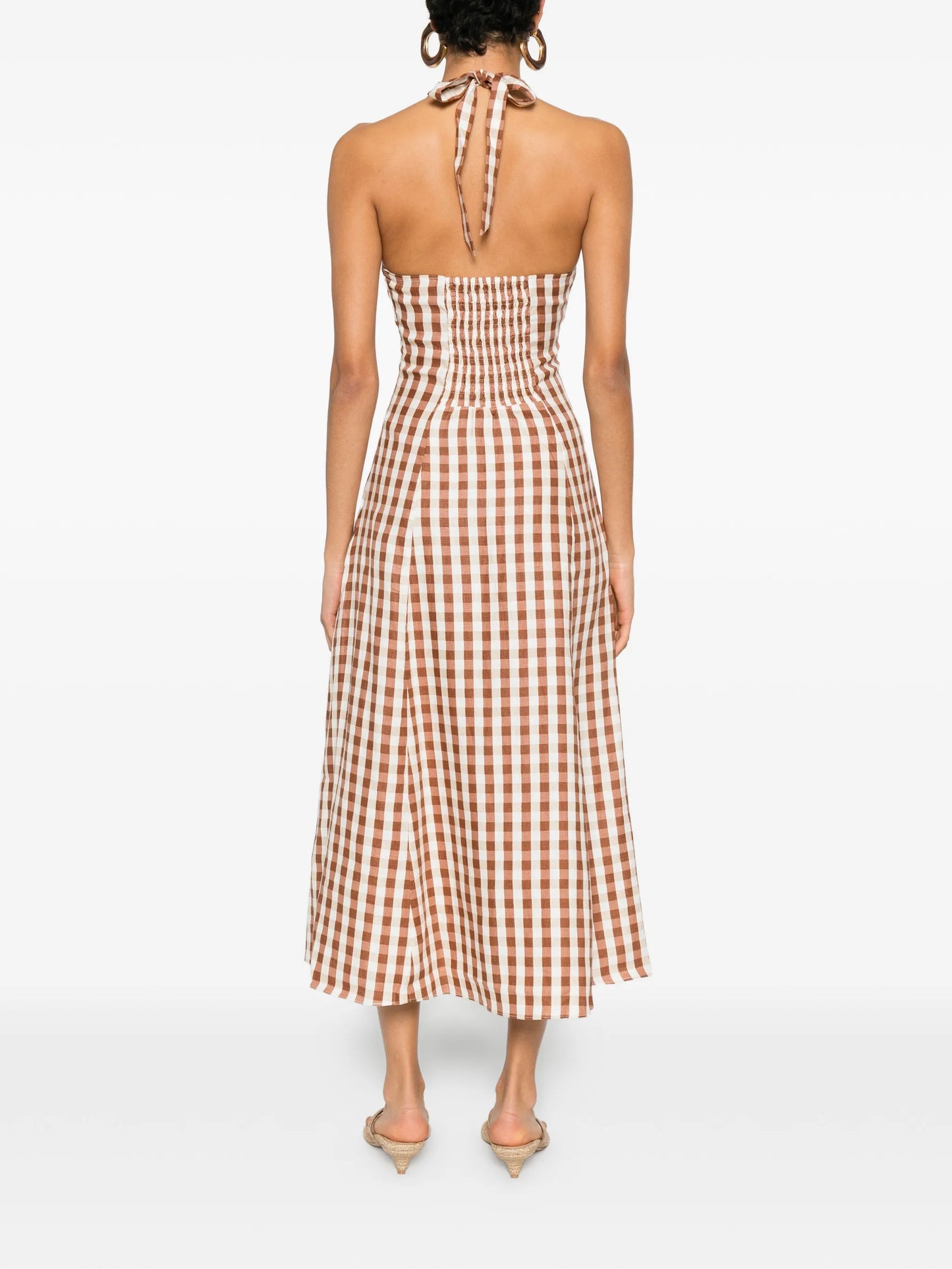 gingham halterneck midi dress