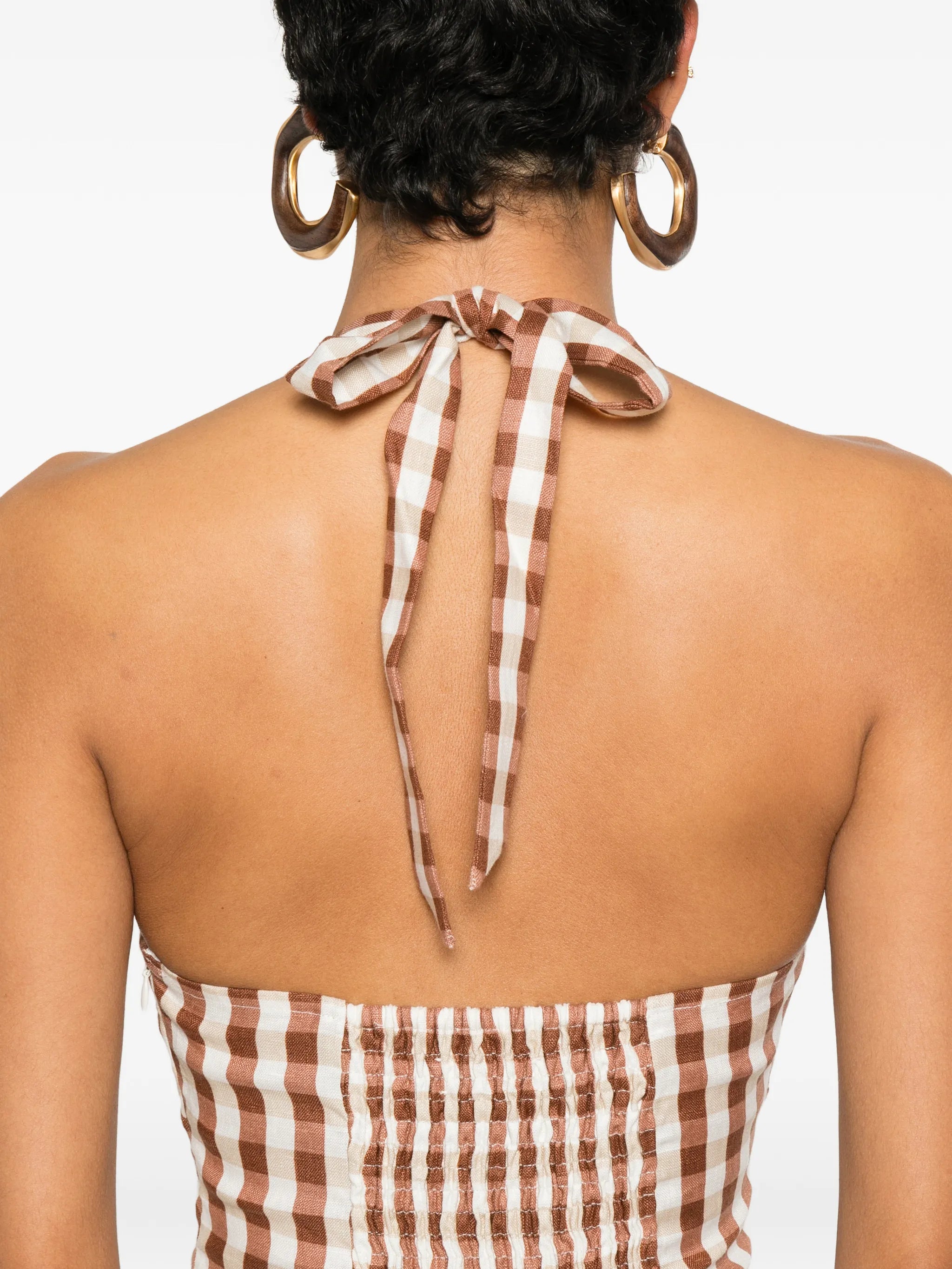 gingham halterneck midi dress