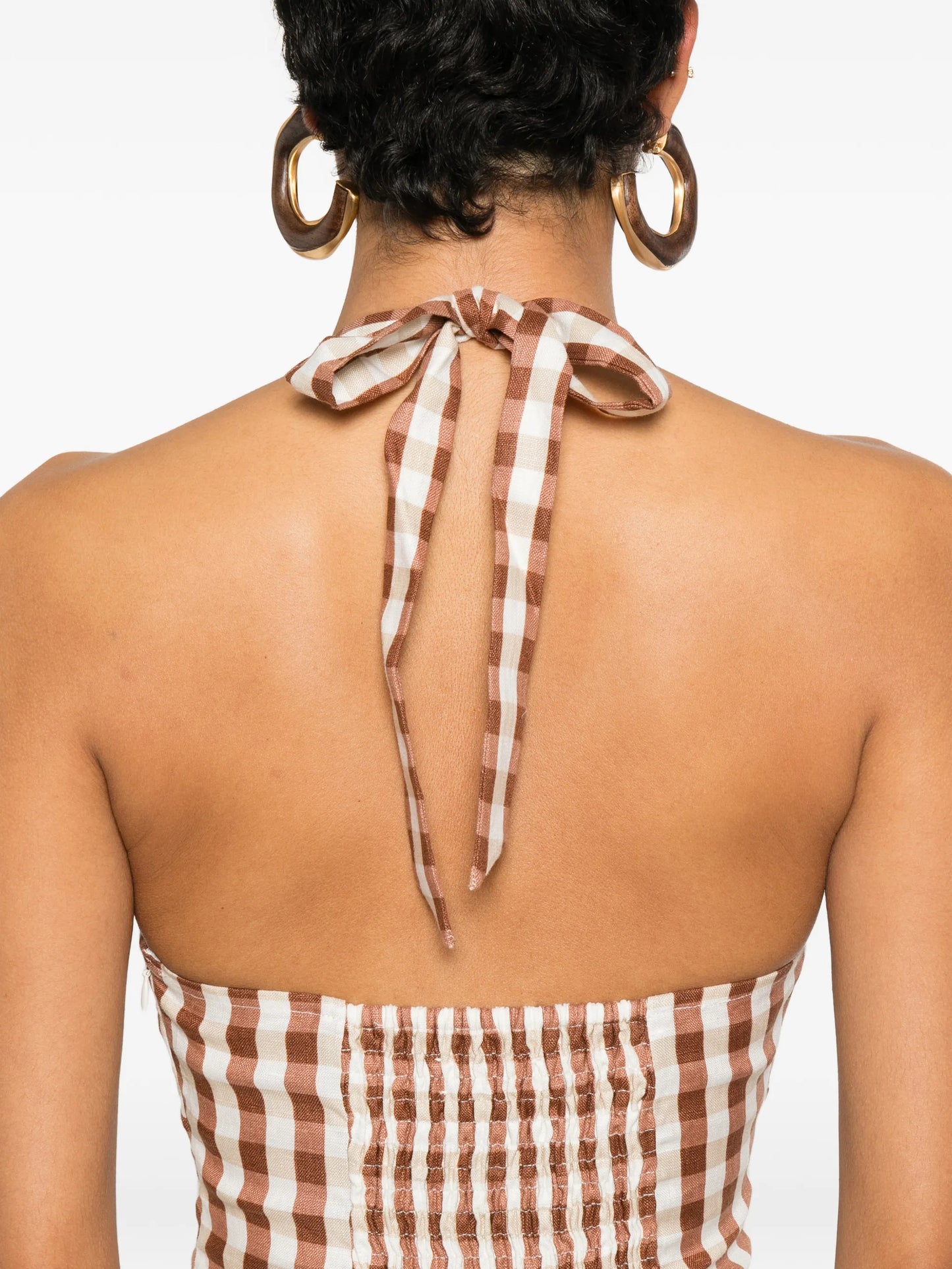 gingham halterneck midi dress