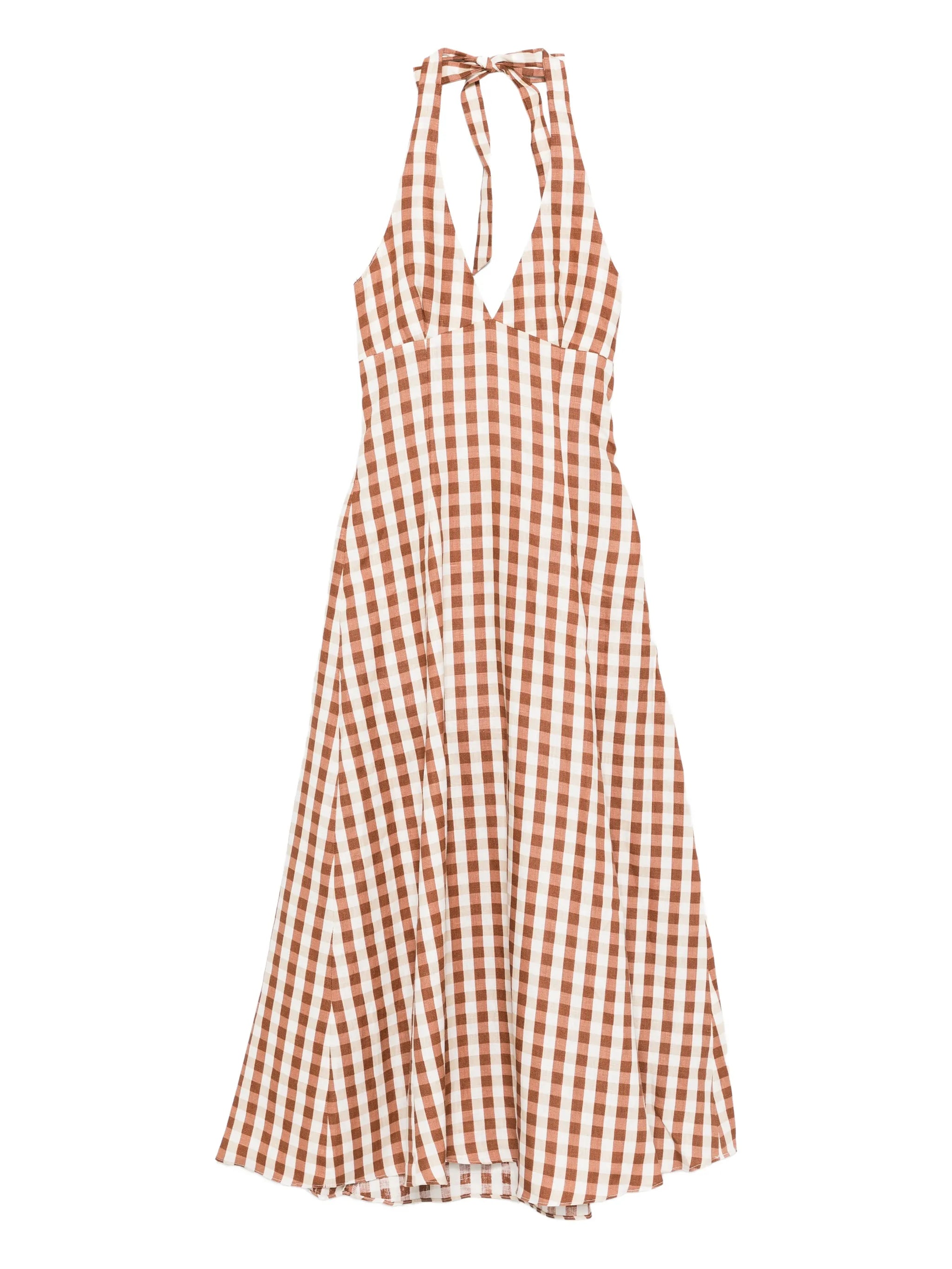 gingham halterneck midi dress