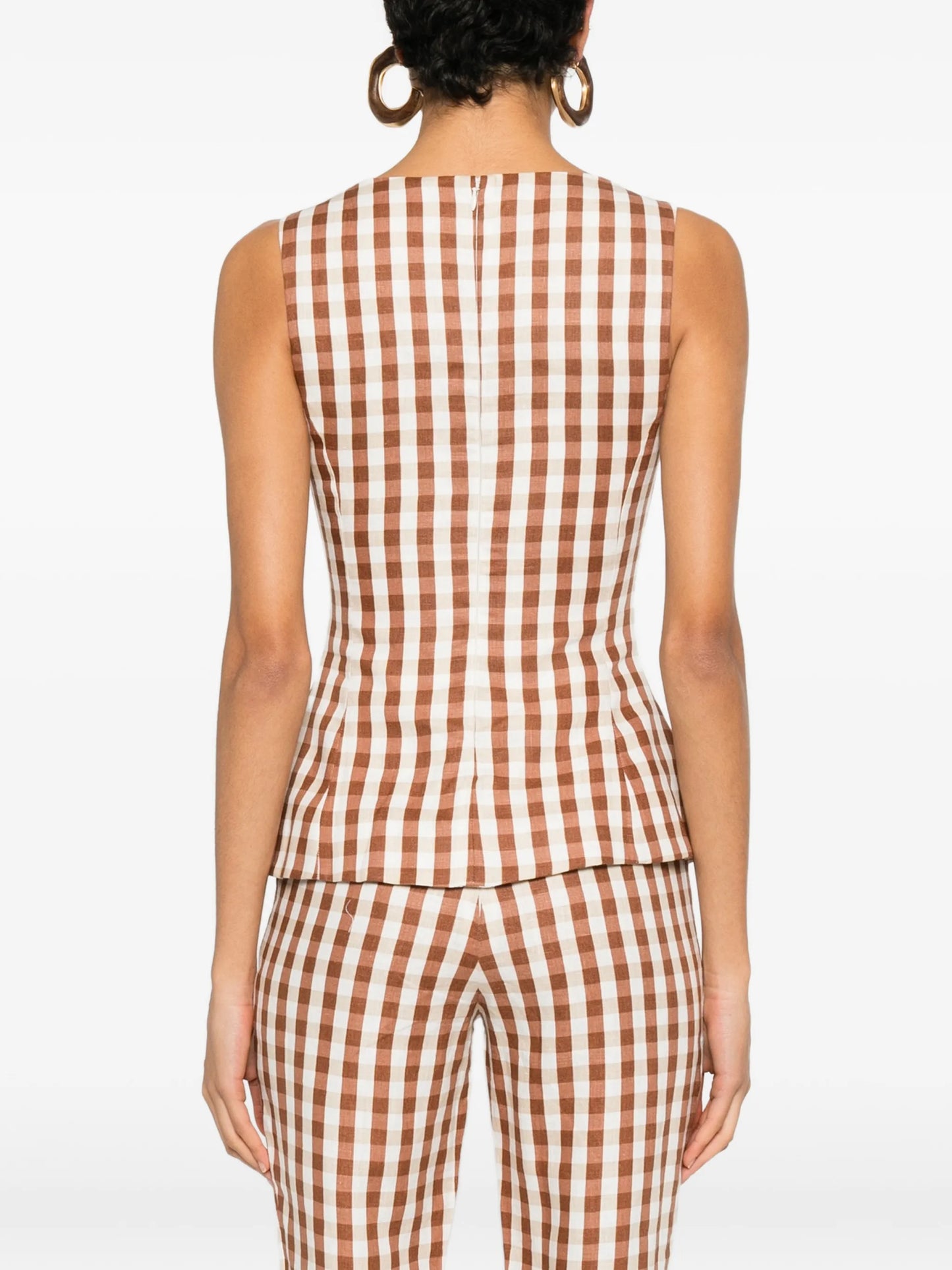 Gingham peplum blouse