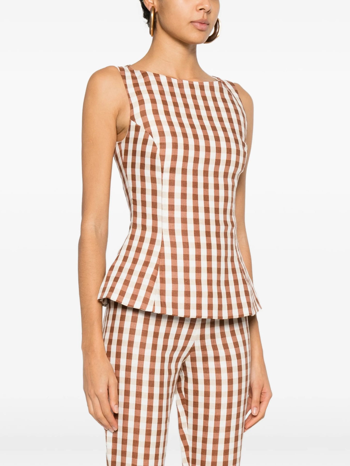 Gingham peplum blouse