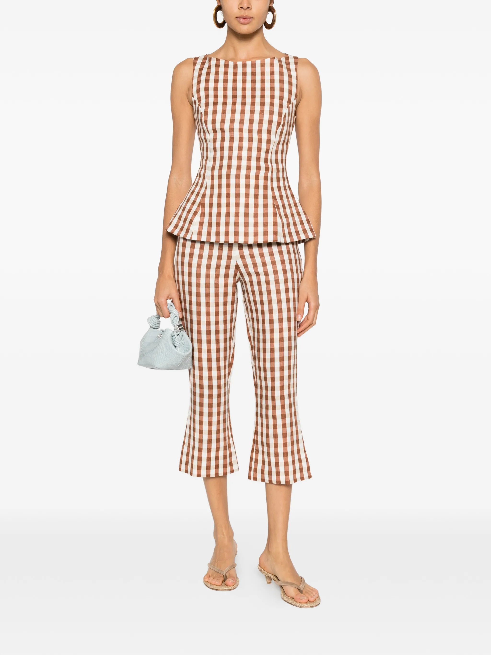 Gingham peplum blouse
