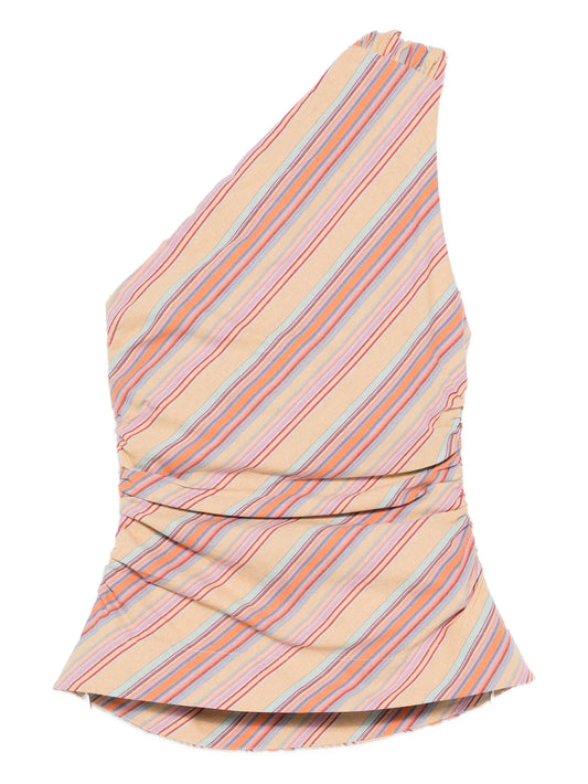 Aurora striped one-shoulder blouse