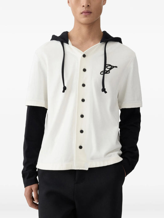 The Letro layered logo-patch hoodie