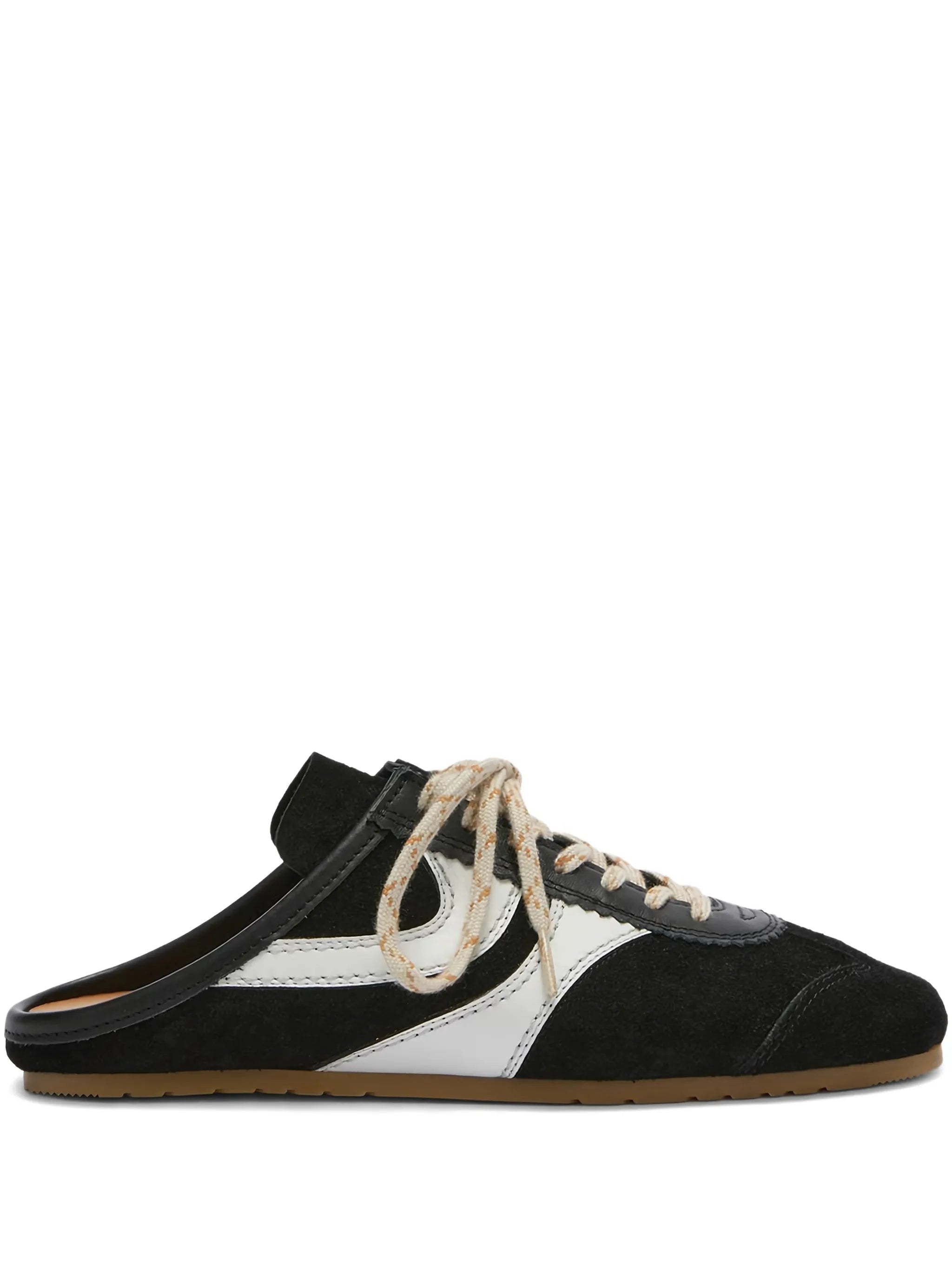 suede-stripe sneaker mules