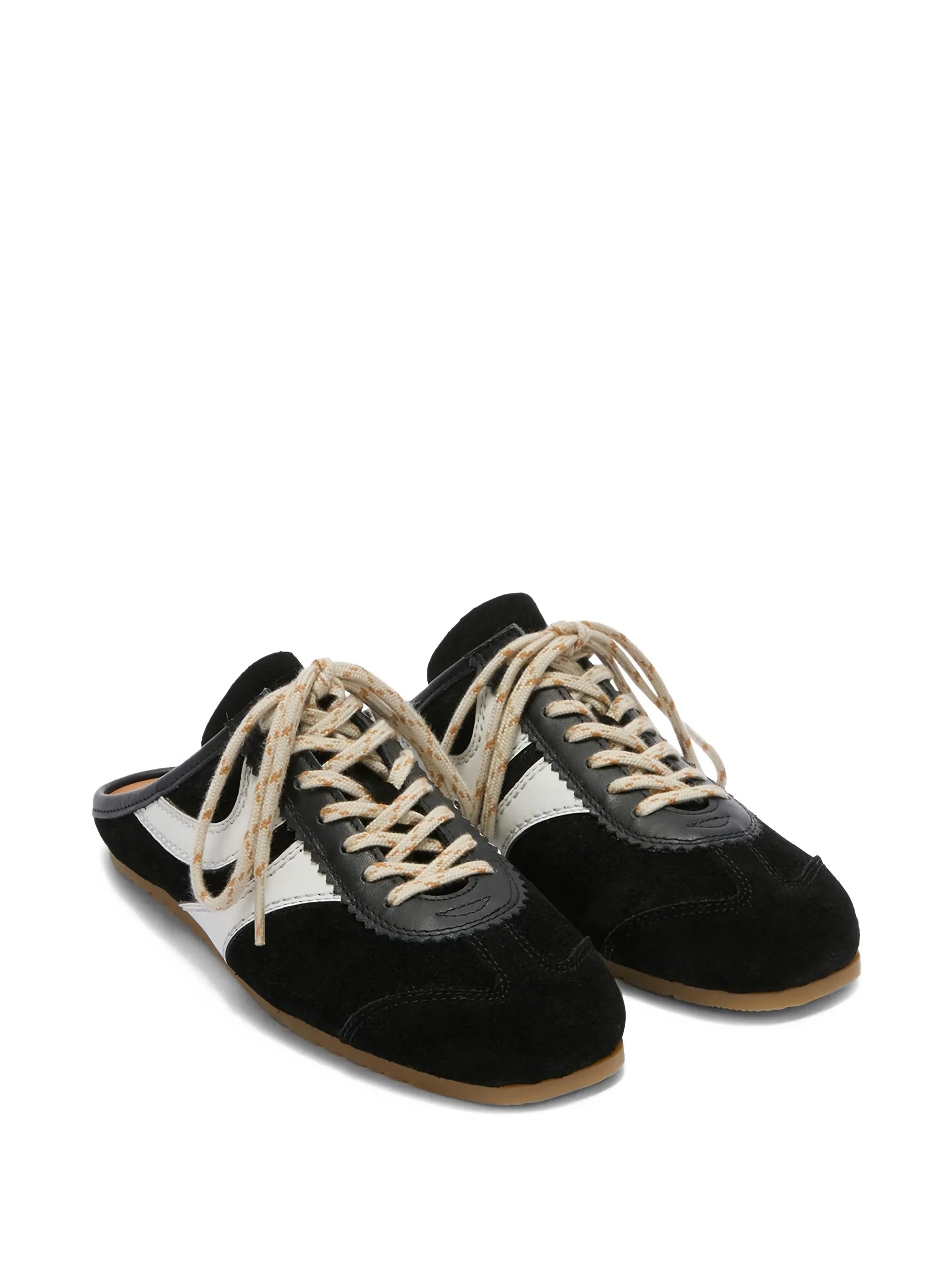 suede-stripe sneaker mules