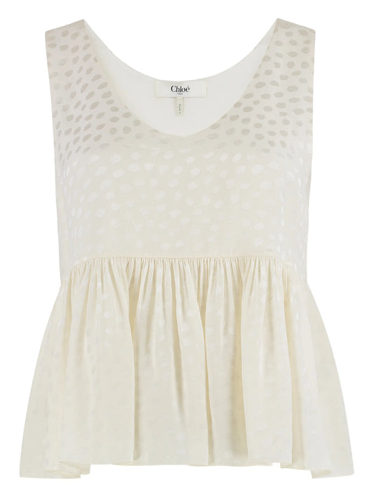 polka dot ruffled top
