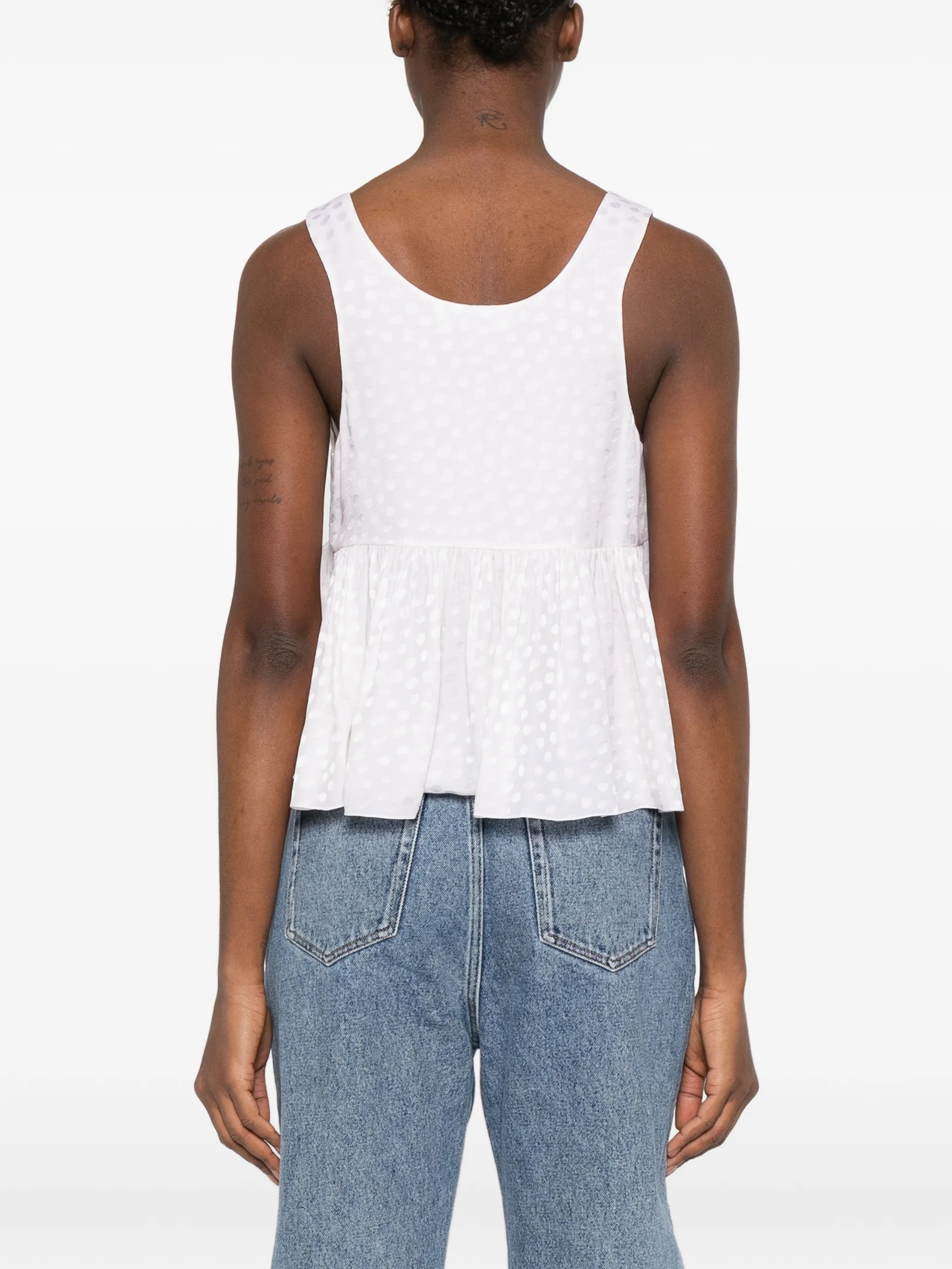 polka dot ruffled top