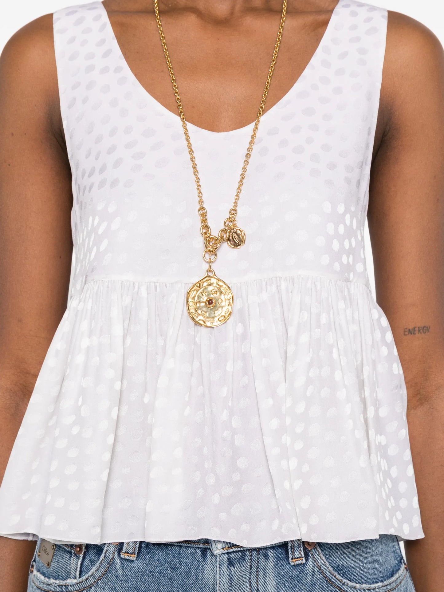 polka dot ruffled top