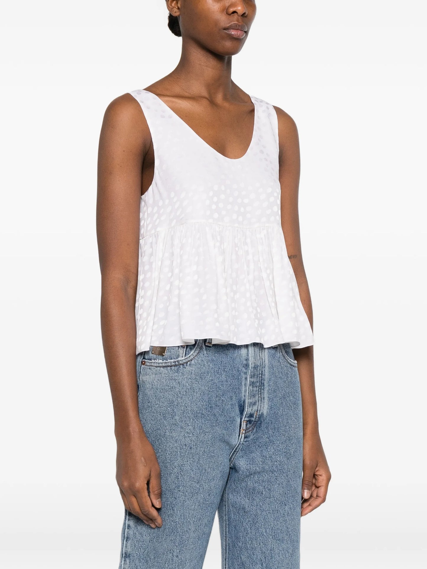 polka dot ruffled top