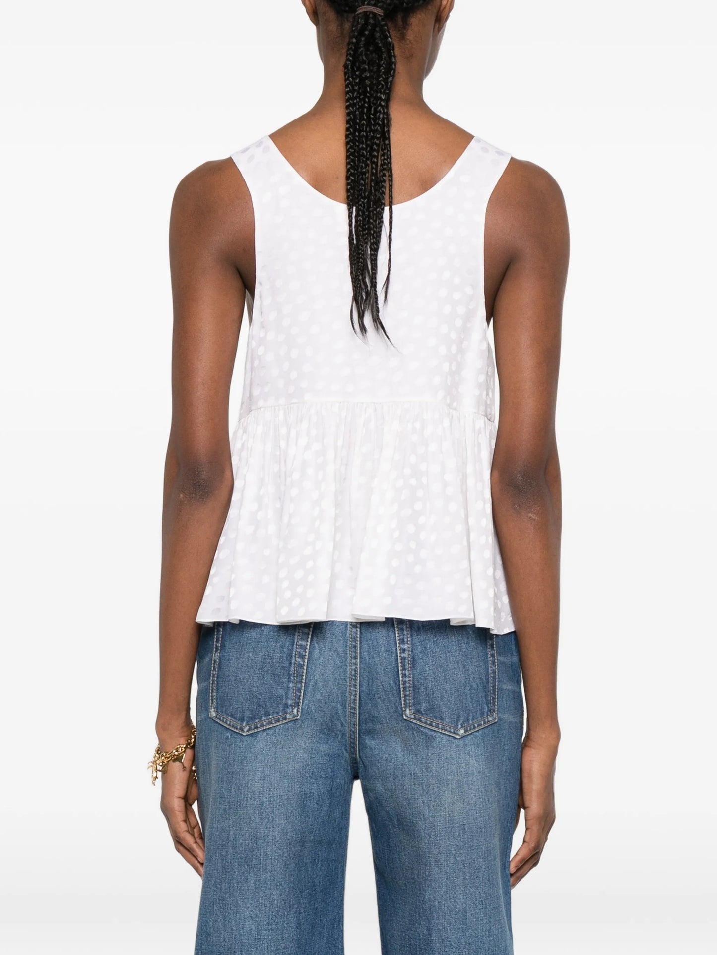 jacquard peplum hem top