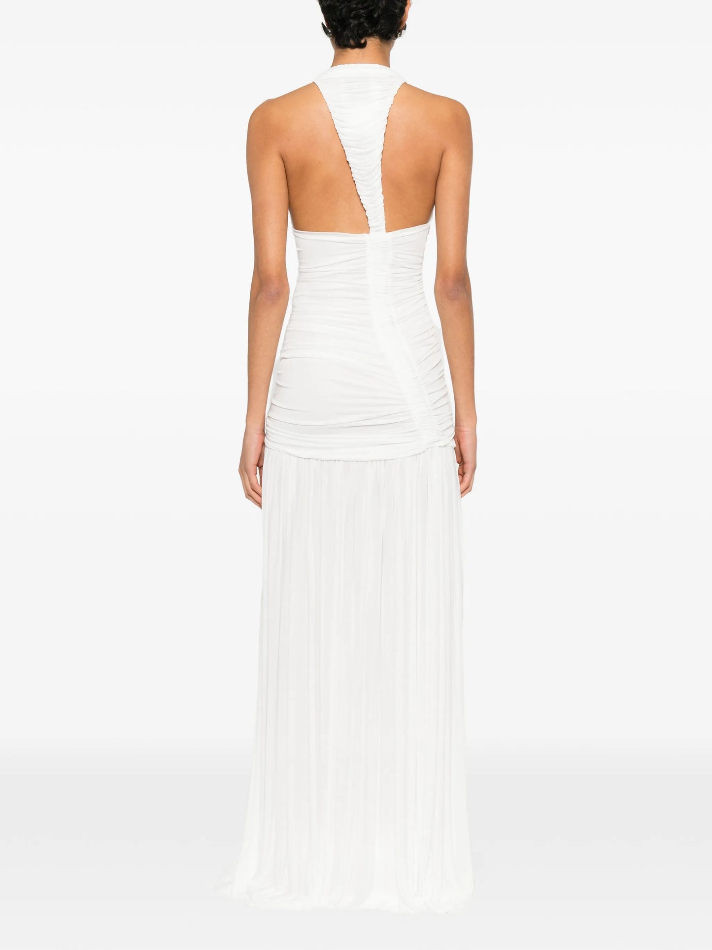 V-neck pleated maxi dress