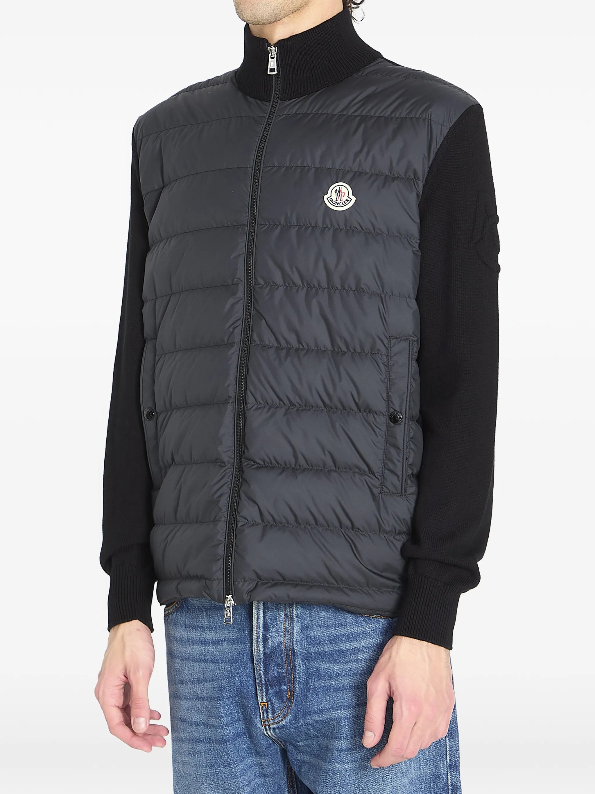 padded zip-up cardigan