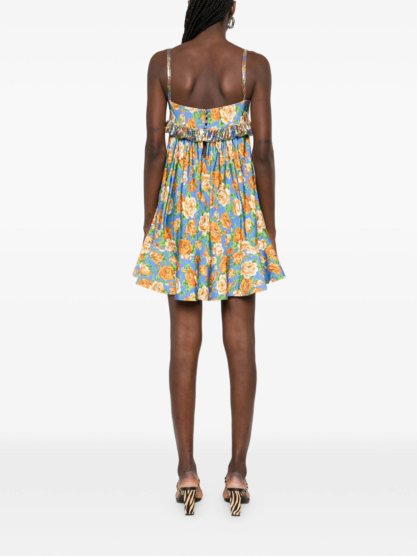 ruffled floral mini dress