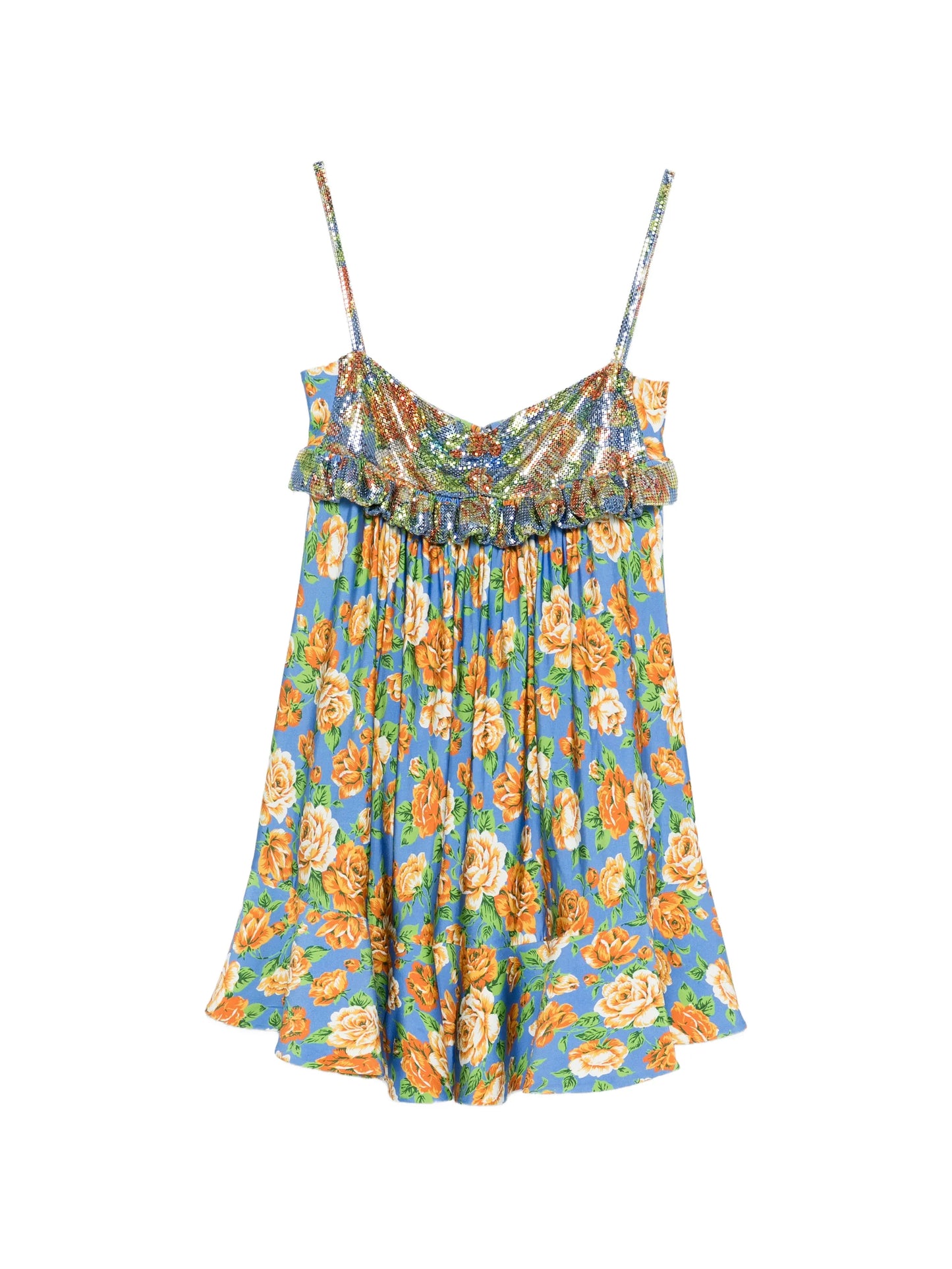 ruffled floral mini dress