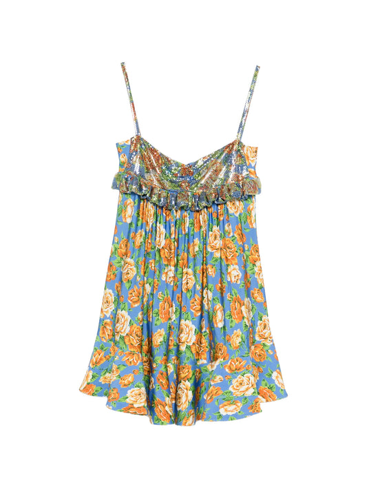 ruffled floral mini dress