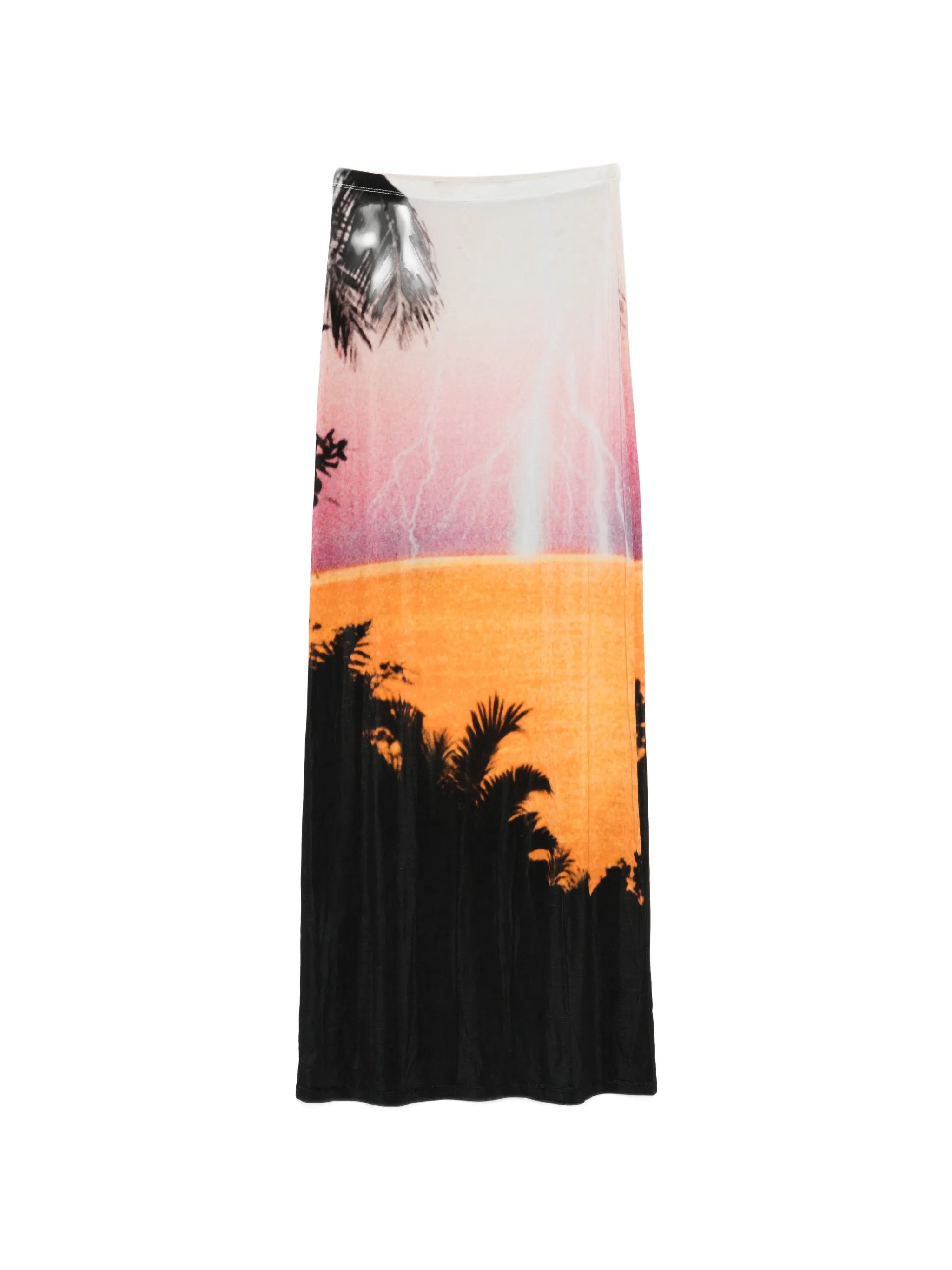 maxi skirt in thunderstorm-printed second-skin jersey