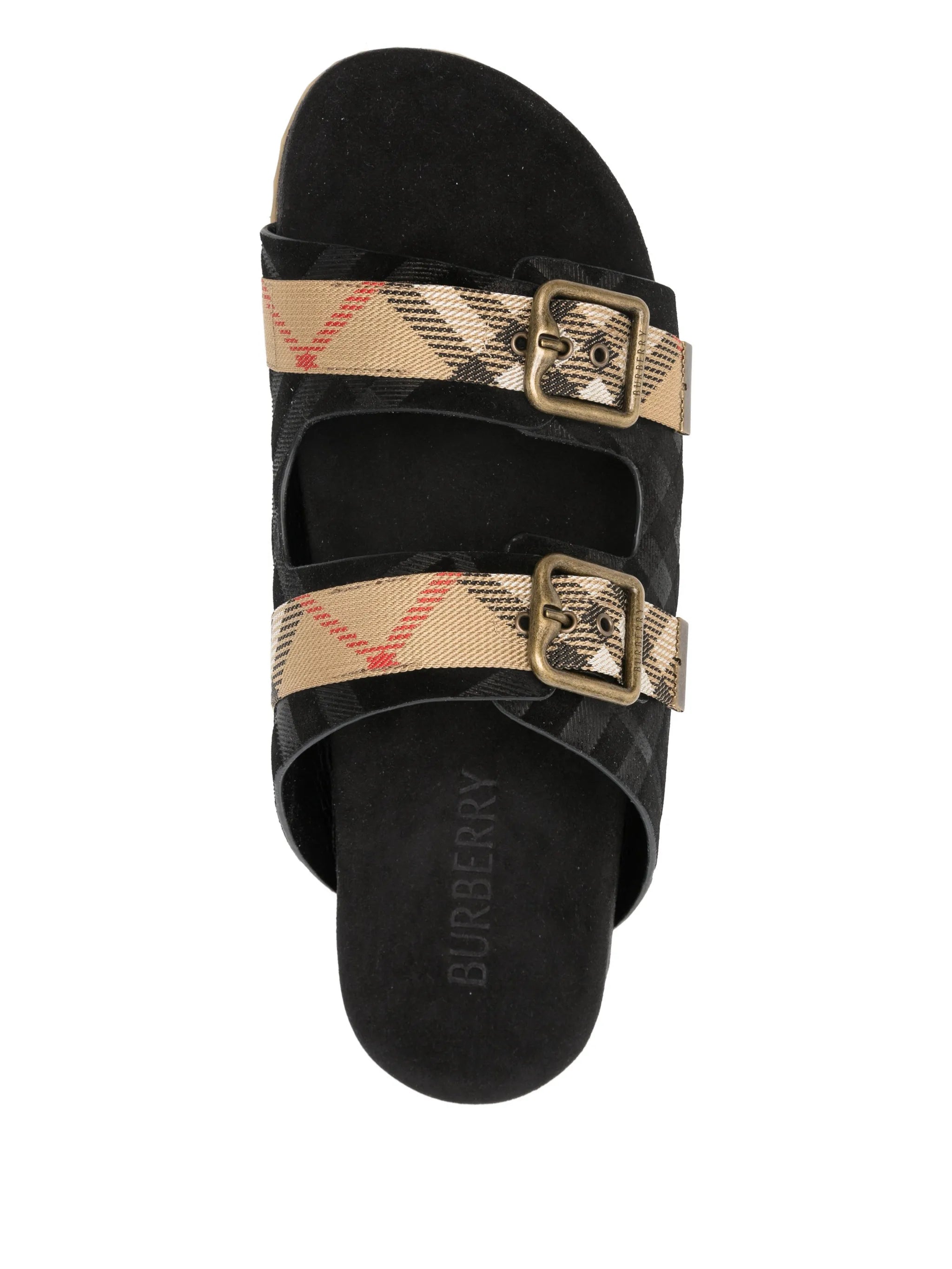 buckle tartan-pattern flat sandals