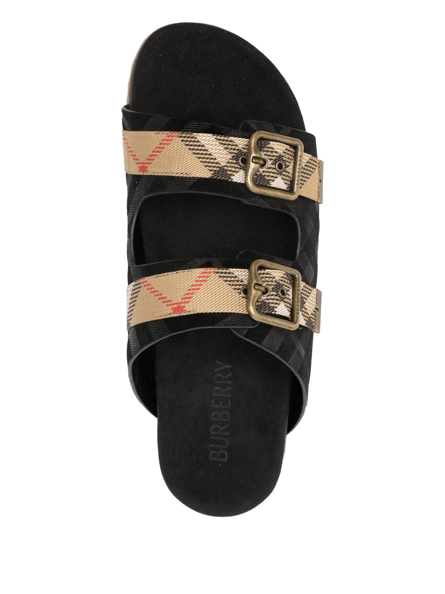 buckle tartan-pattern flat sandals