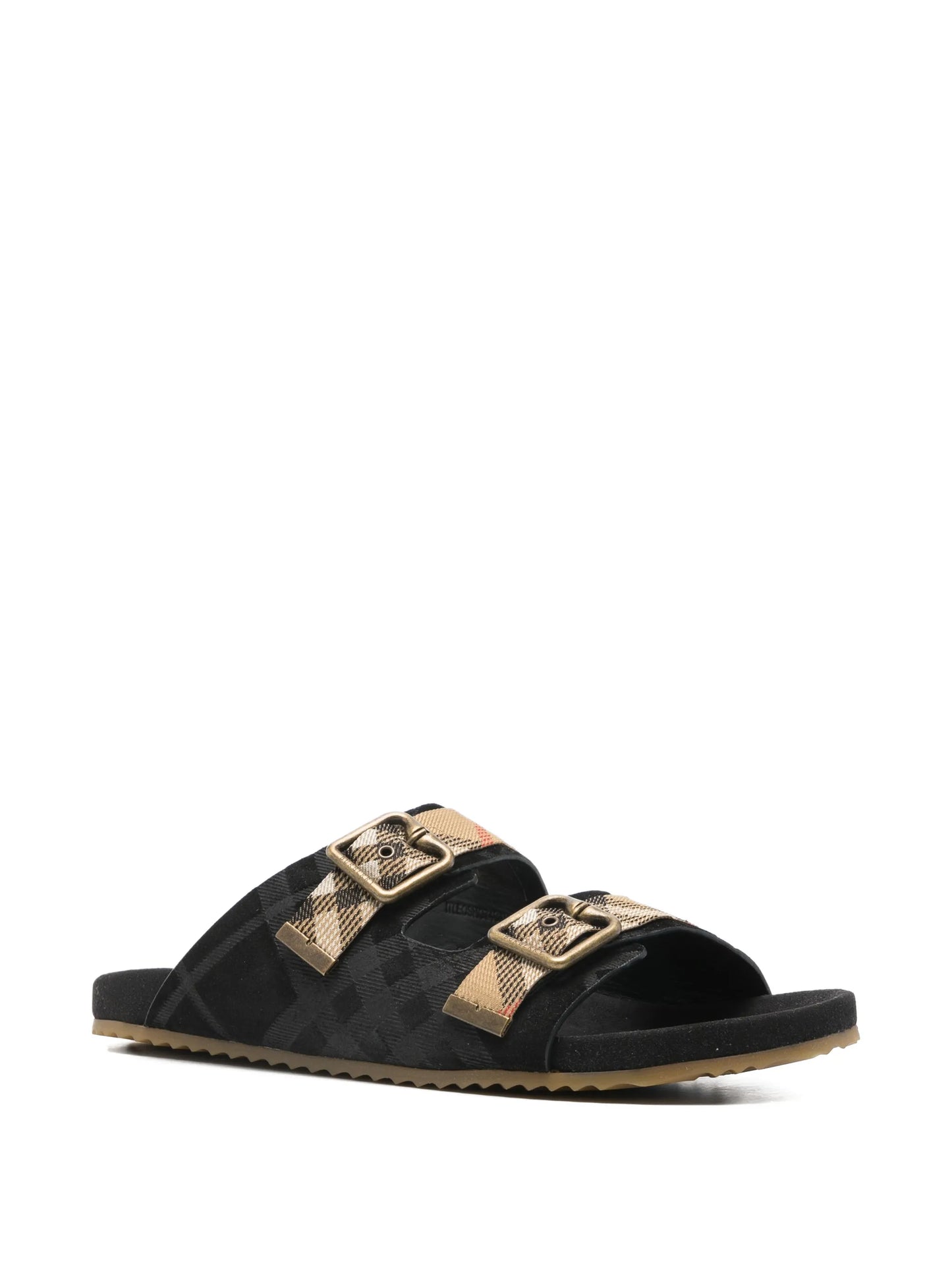 buckle tartan-pattern flat sandals