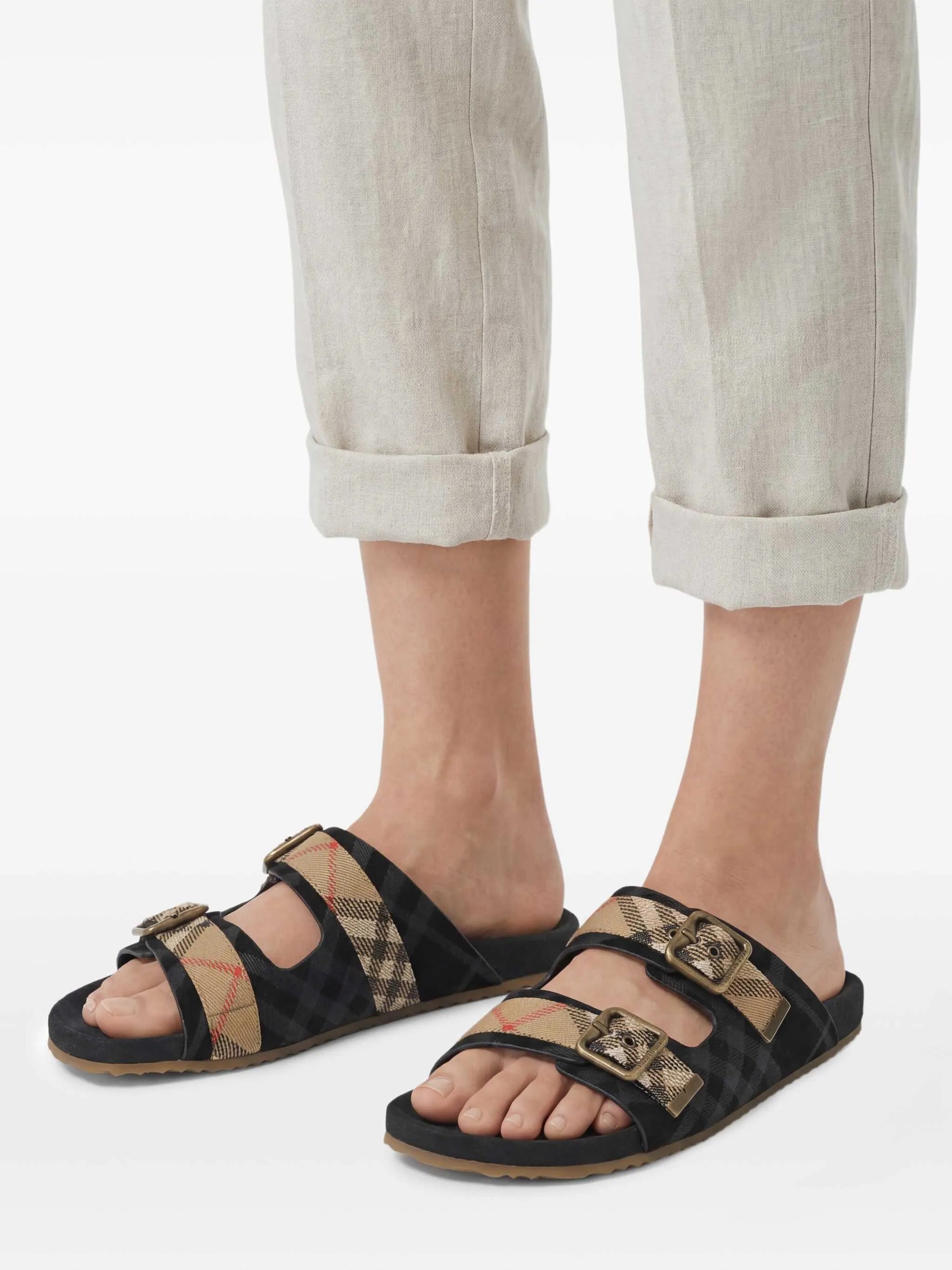 Check suede Urchin sandals
