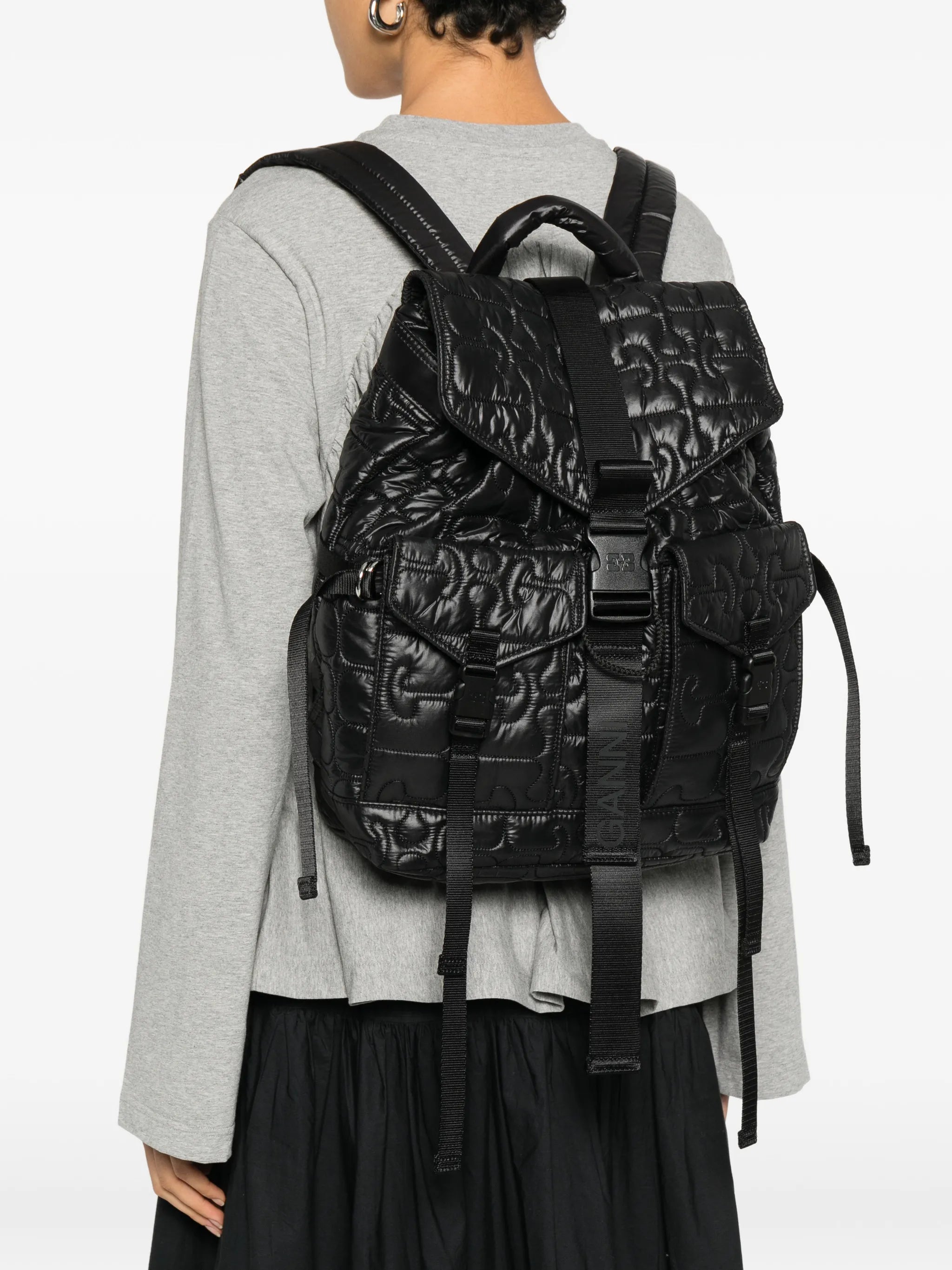 quilted buckle backpack