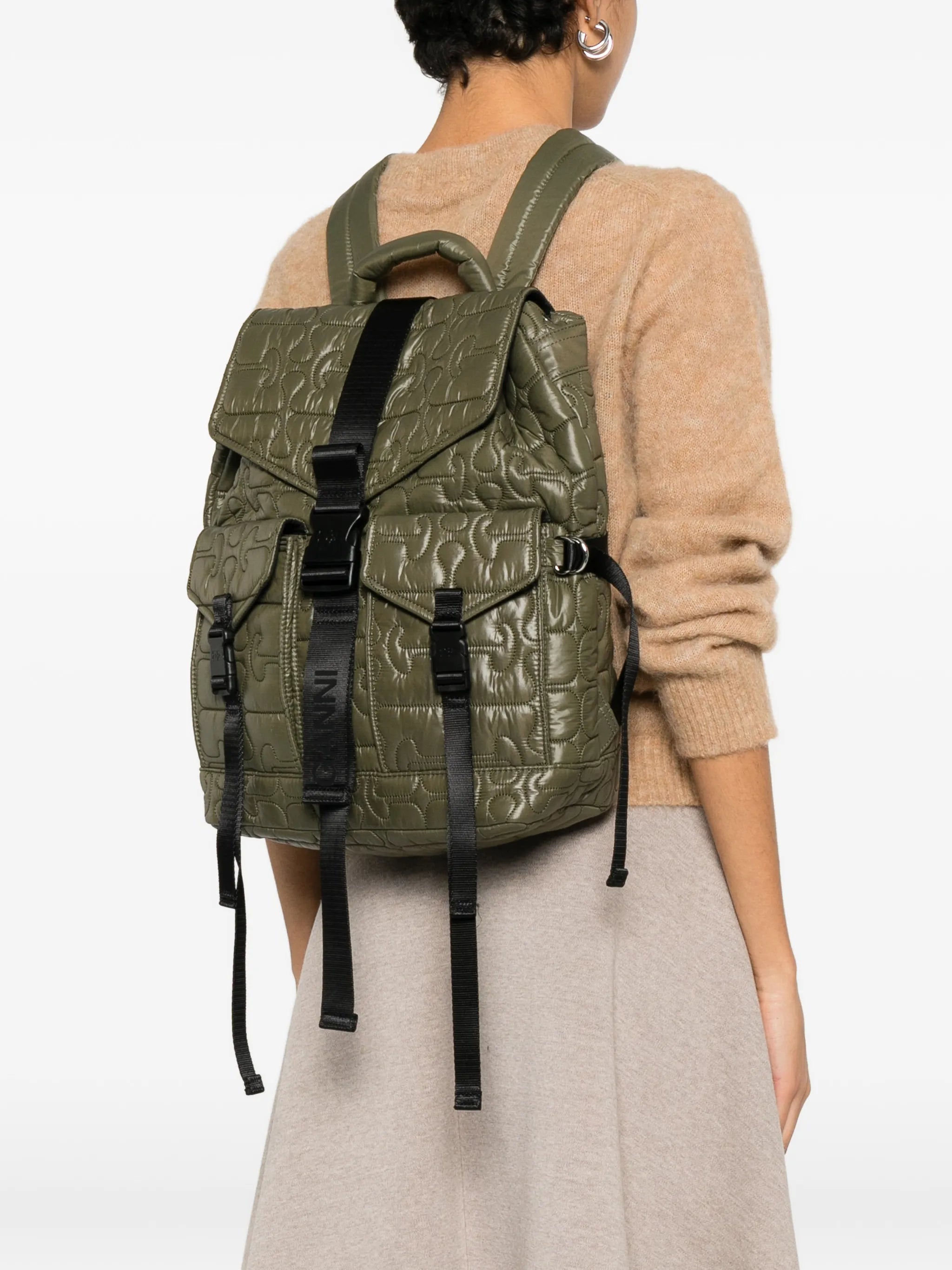 quilted flap-pocket backpack