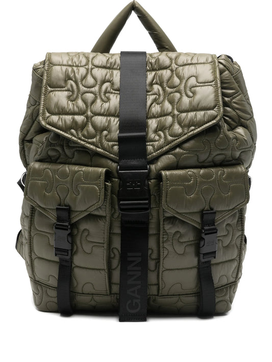 quilted flap-pocket backpack
