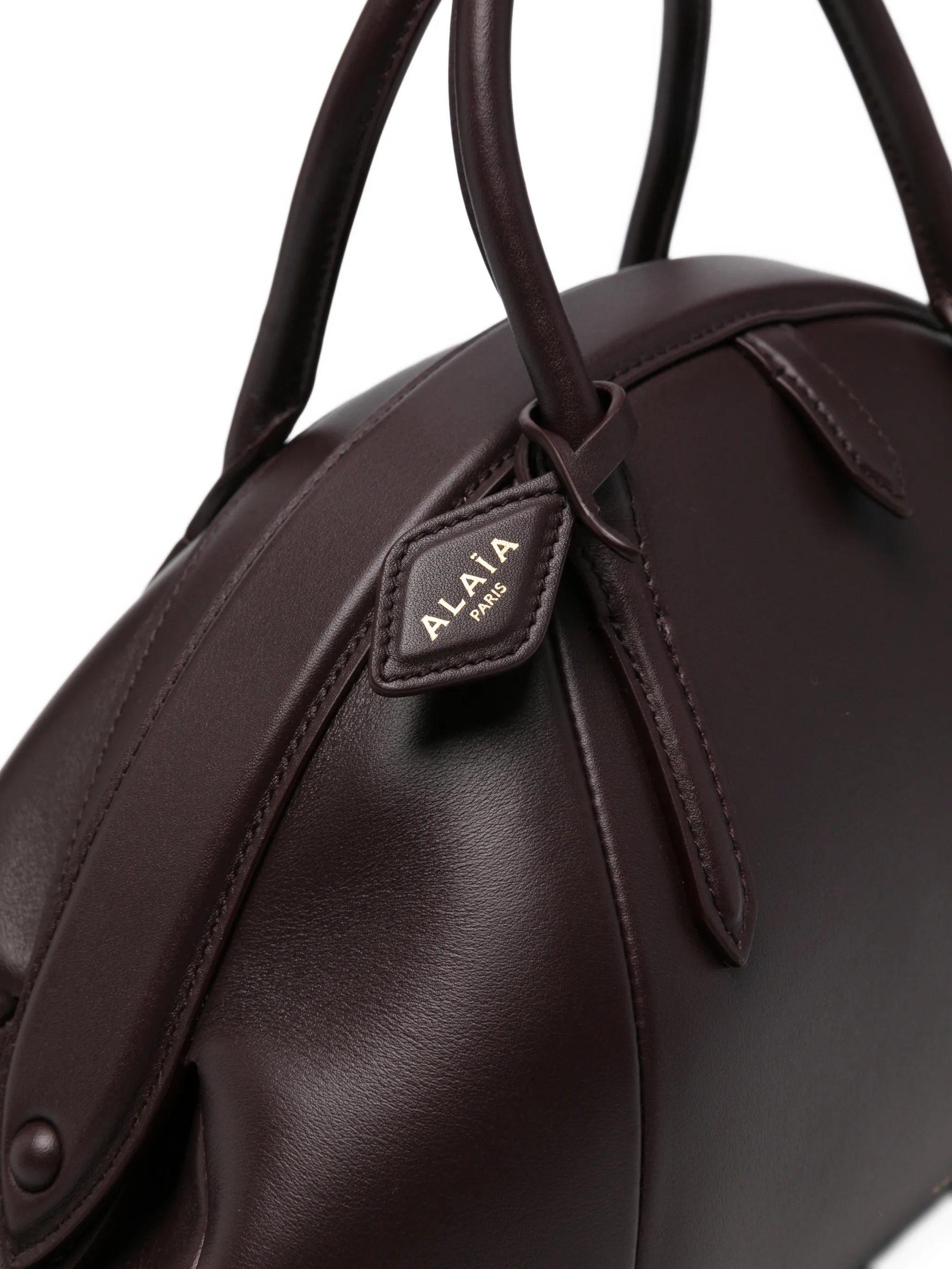 dome-shaped leather tote bag