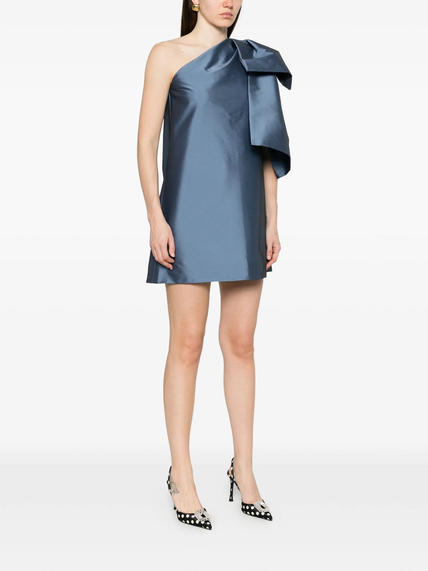 Winnette one-shoulder bow mini dress
