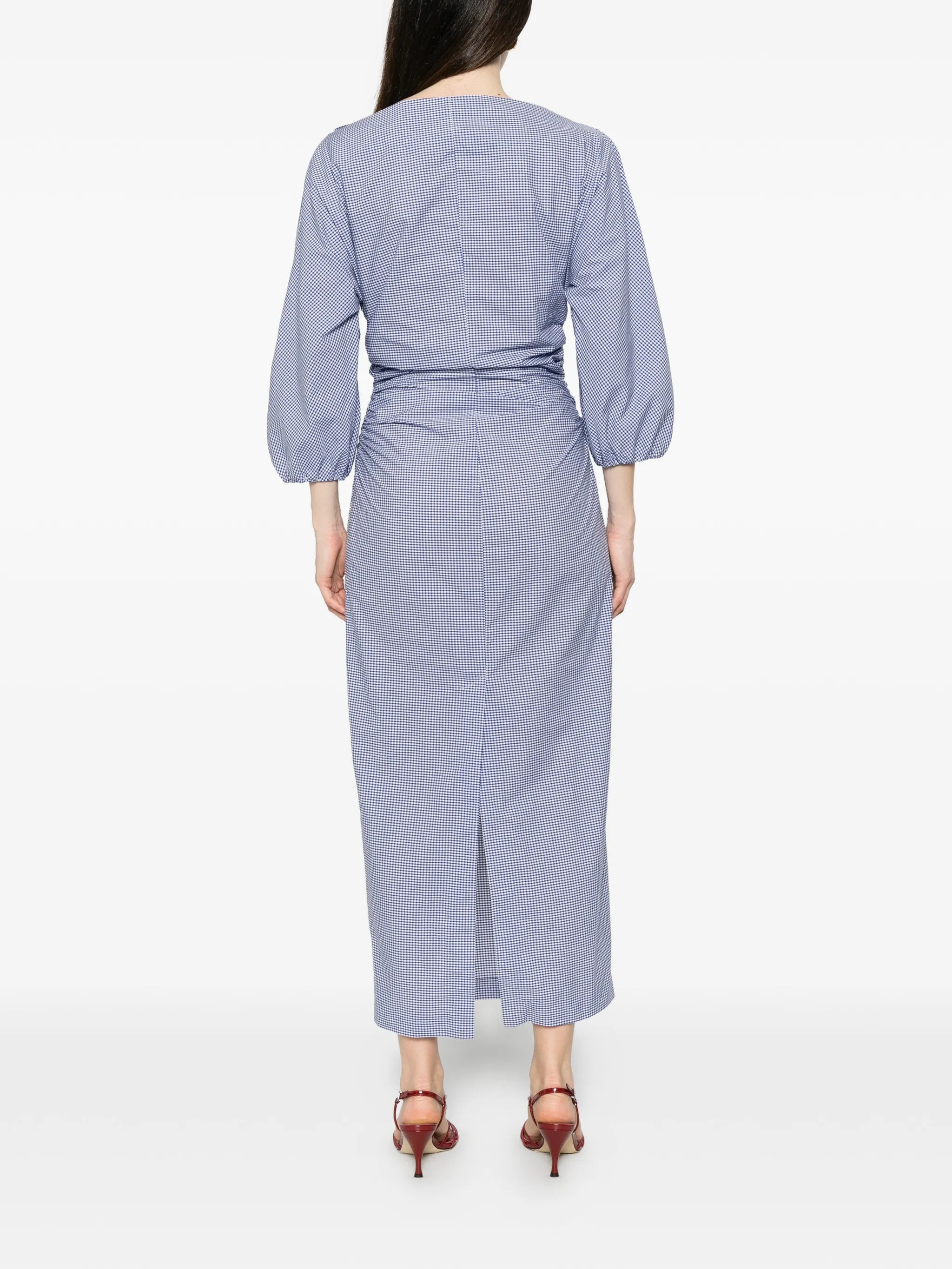 Ezra gingham-check ruched mini dress
