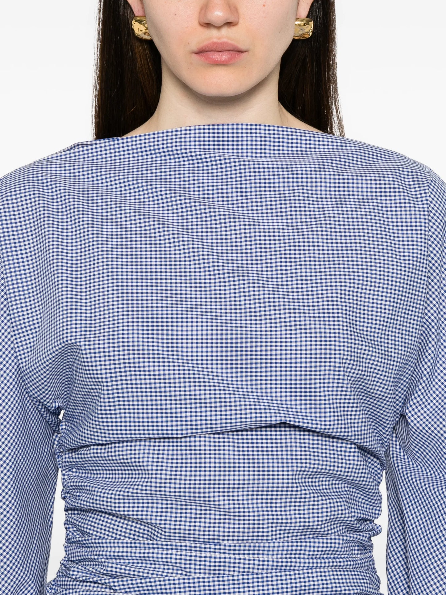 Ezra gingham-print gathered midi dress