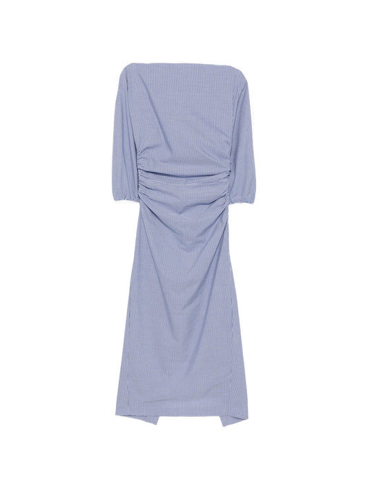 Ezra gingham-print gathered midi dress