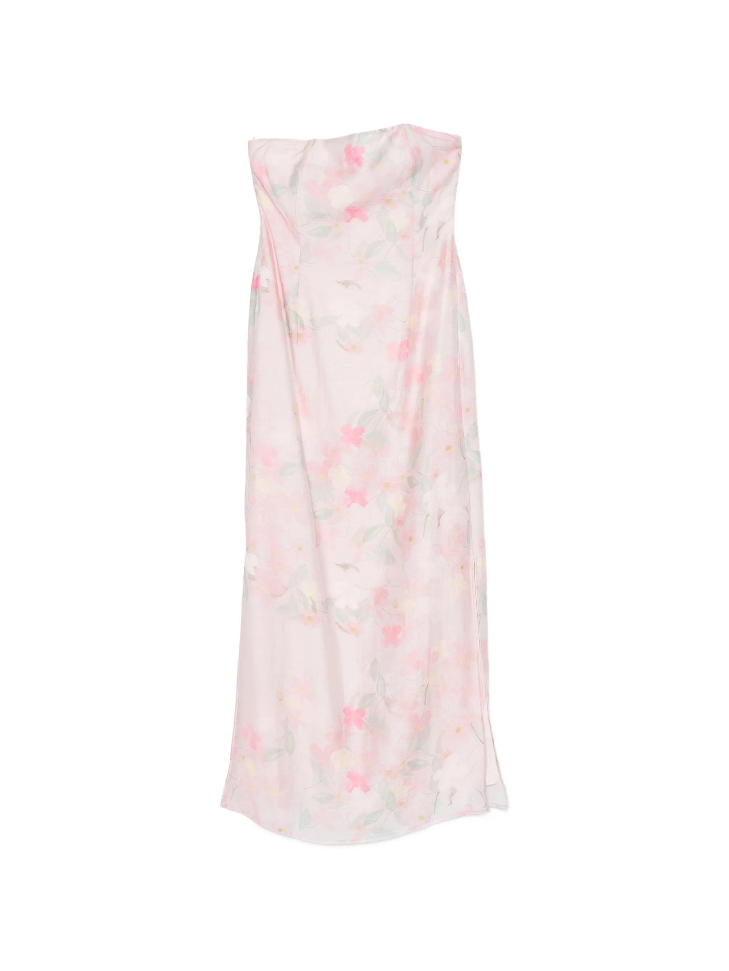 Elora floral-print strapless midi dress