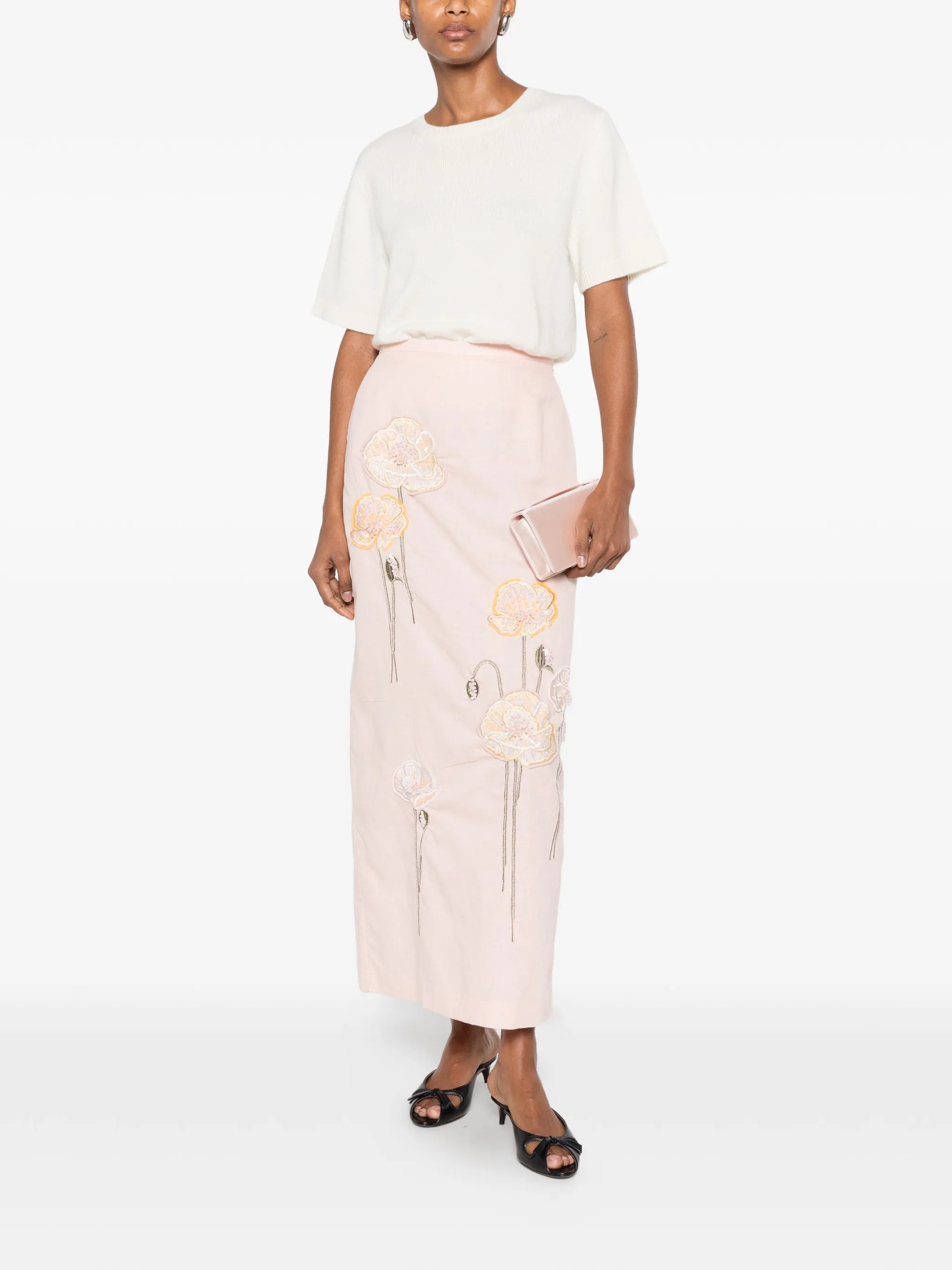 Norma embroidered midi skirt