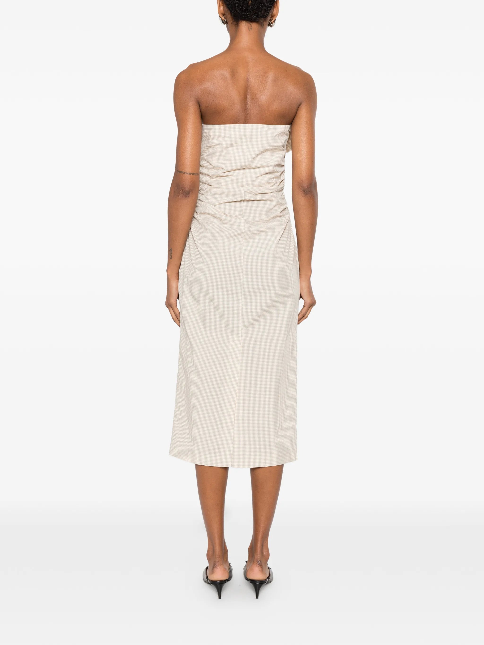 Vera flower-brooch midi dress