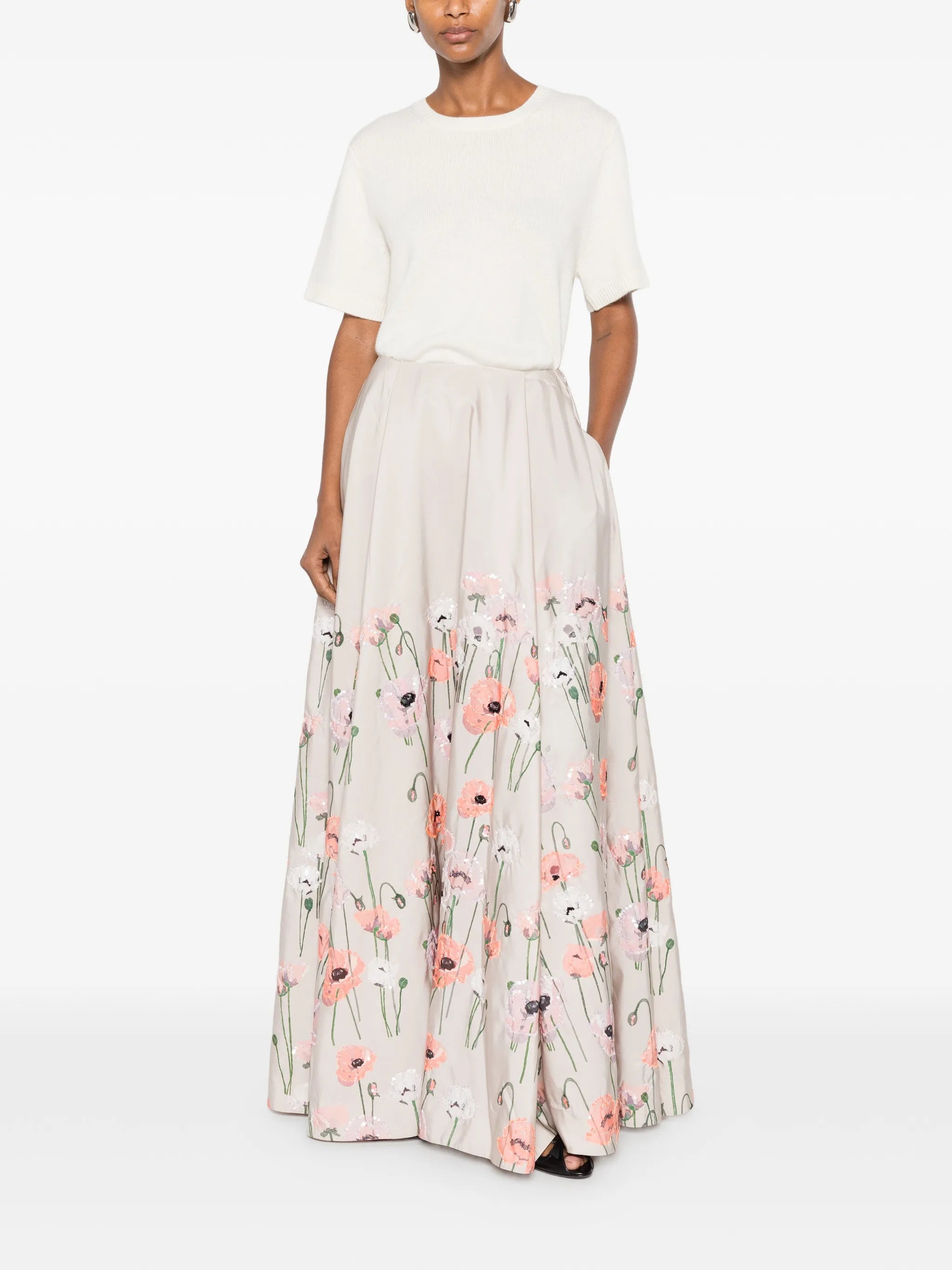 Kennedy floral-embroidered maxi skirt