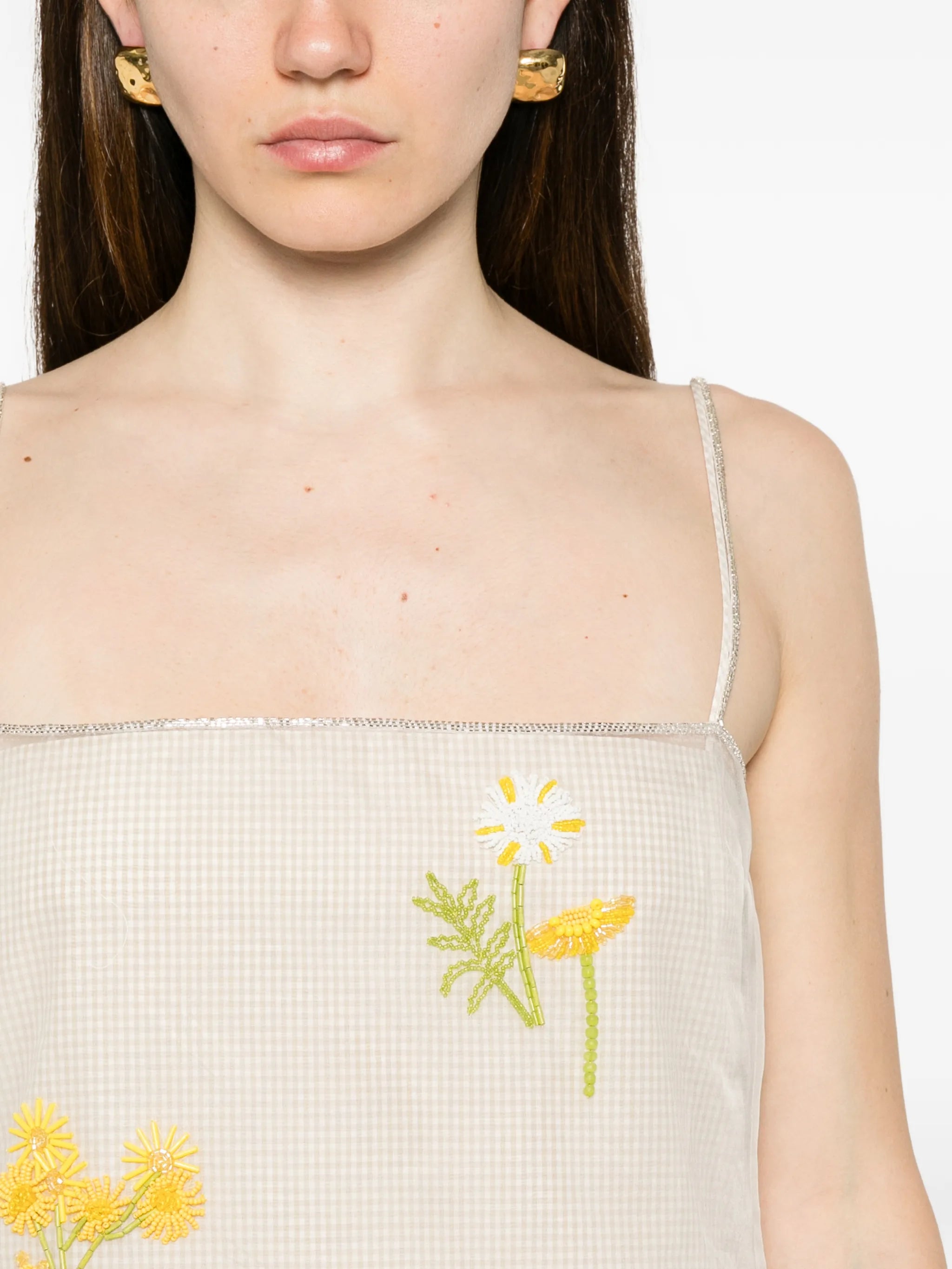 Rachel floral-embroidered midi dress