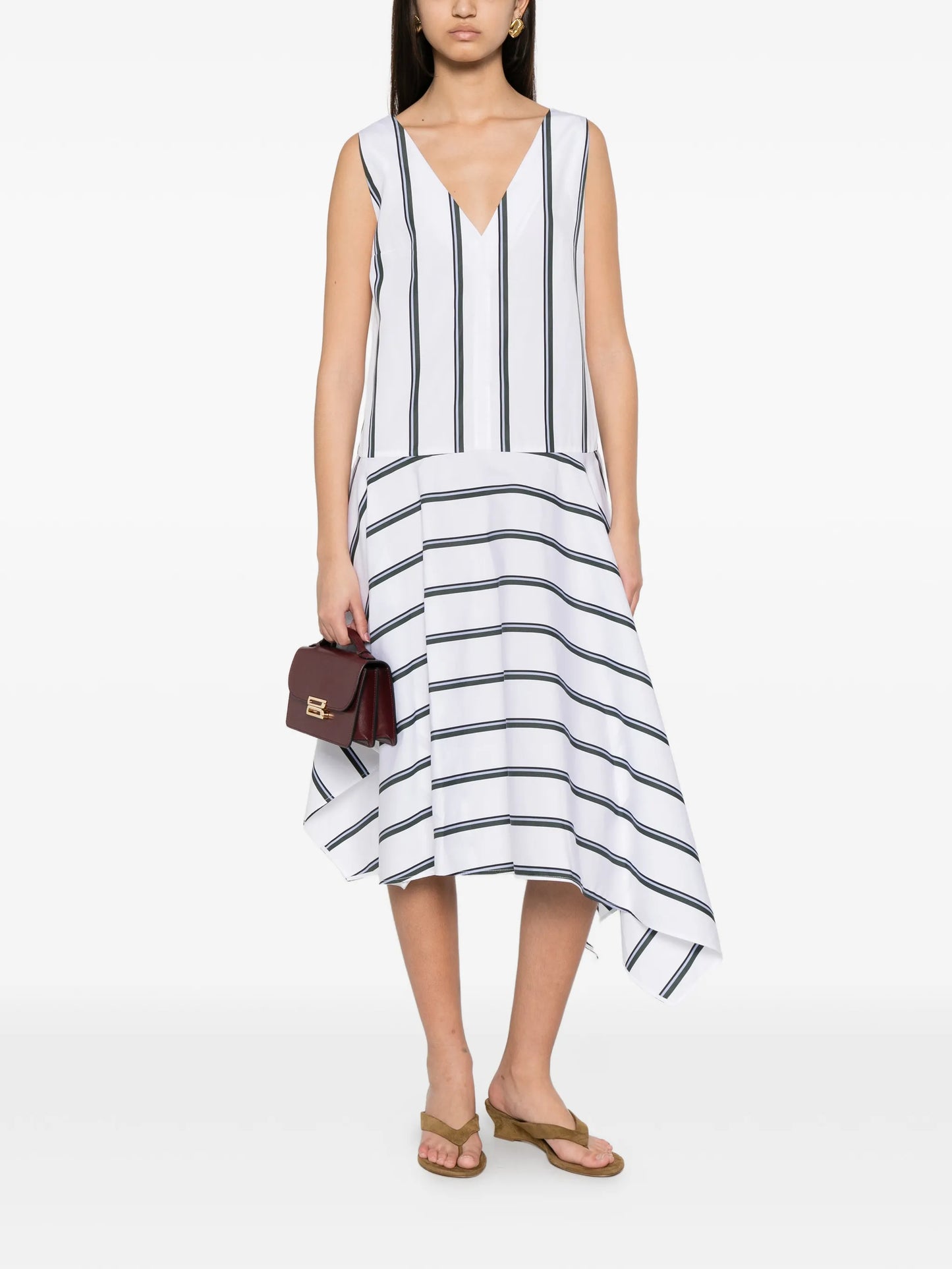 Beatriz striped handkerchief-hem dress